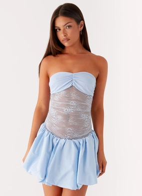 Travel Friendly Safina Bubble Mini Dress - Blue