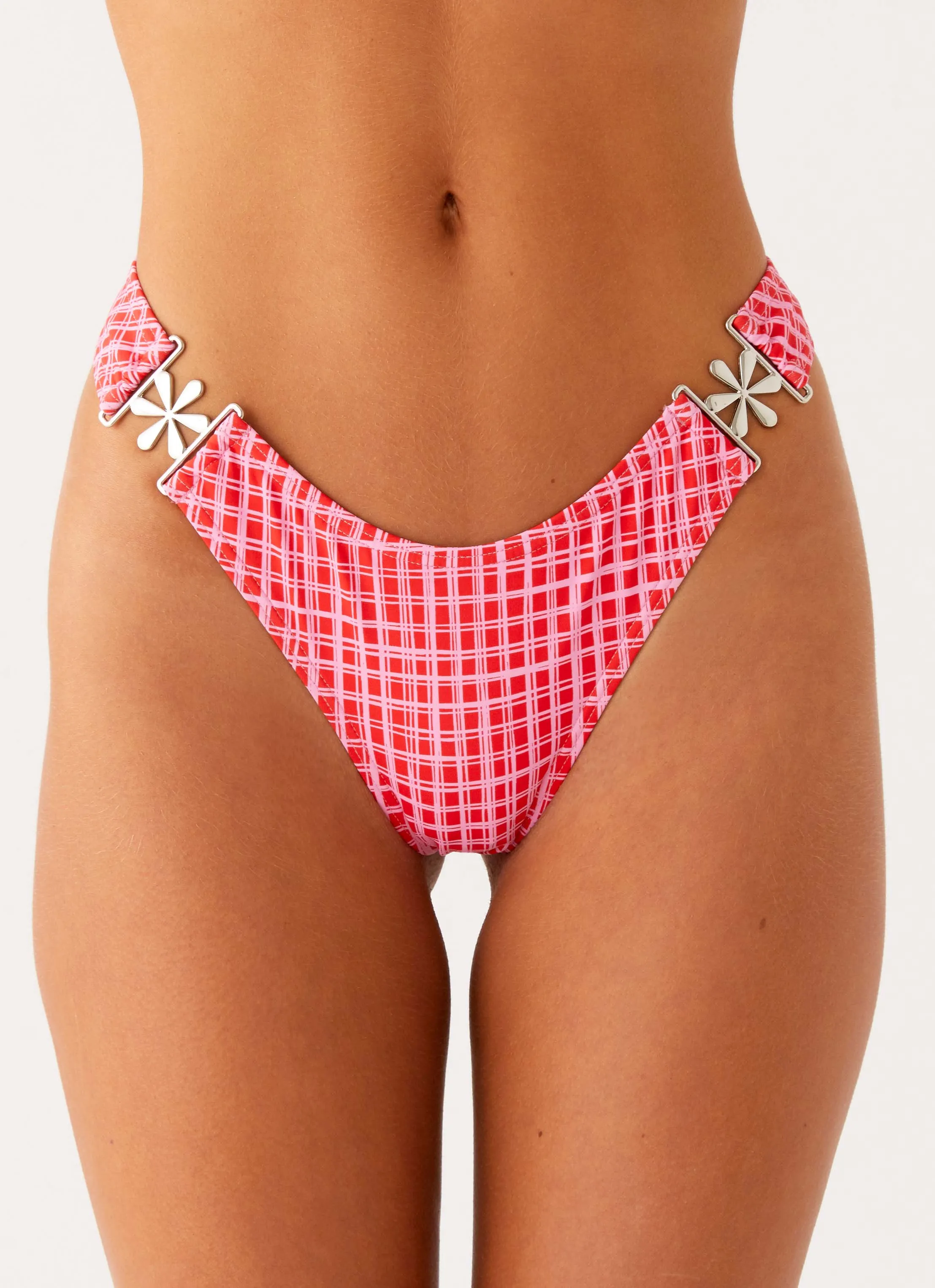 Saint Lucia Bikini Bottoms - Pink Check Rash Guard