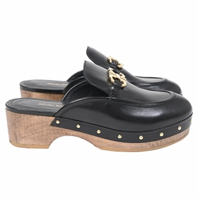 Salvatore Ferragamo Cleome Clog Mules in Black Leather Easy Foot Comfort
