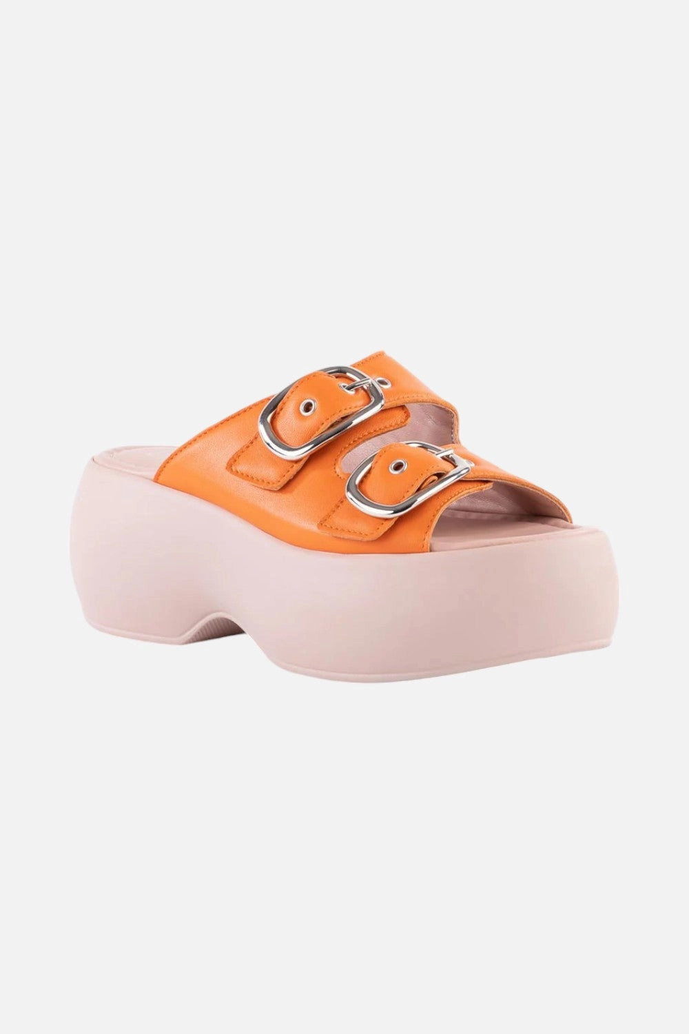 Relaxation Mode Seychelles Wisteria Platform Sandals in Orange/Pink Leather