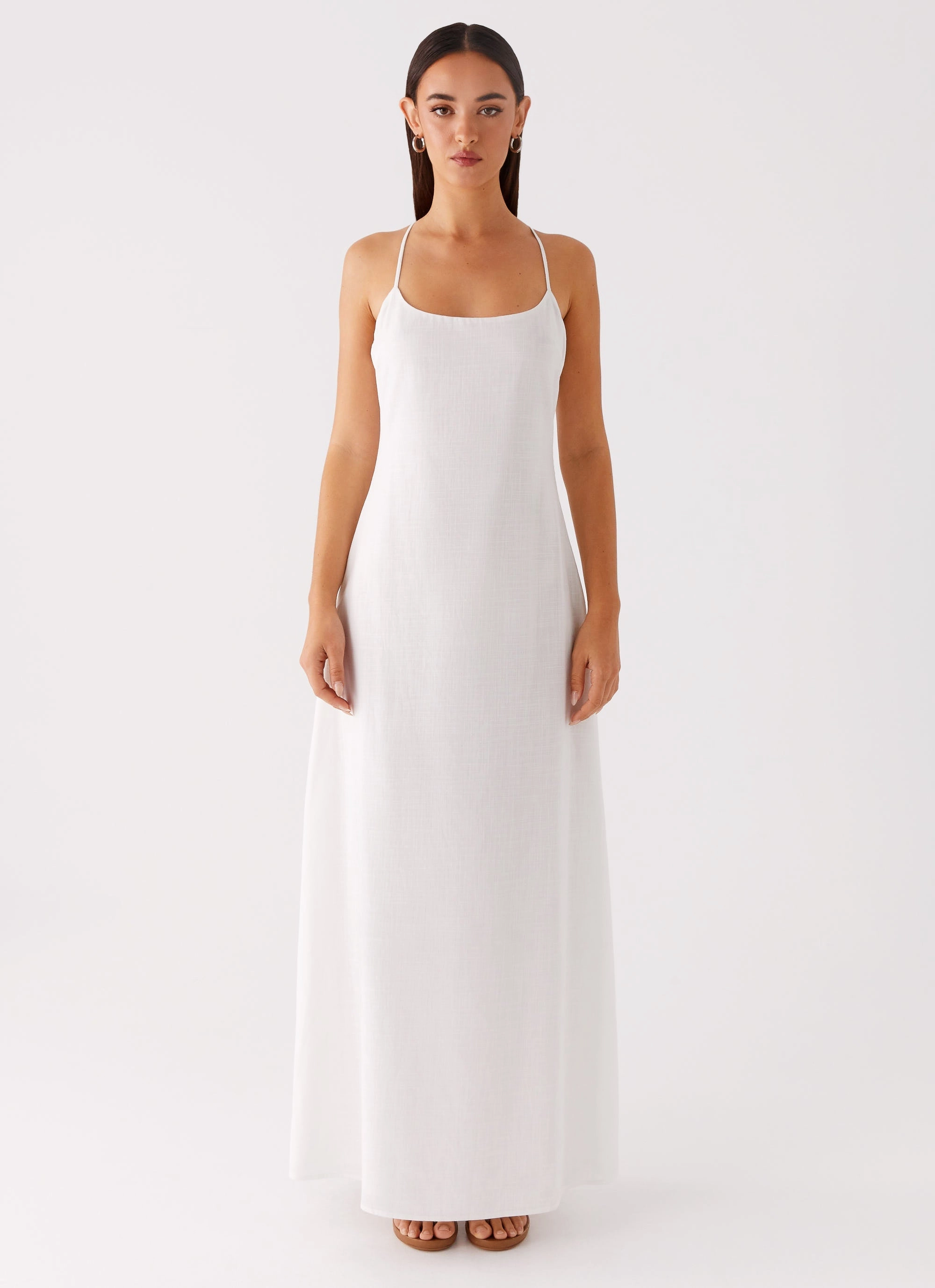 Madeleine Scoop Neck Maxi Dress - Off White Pose Sweet