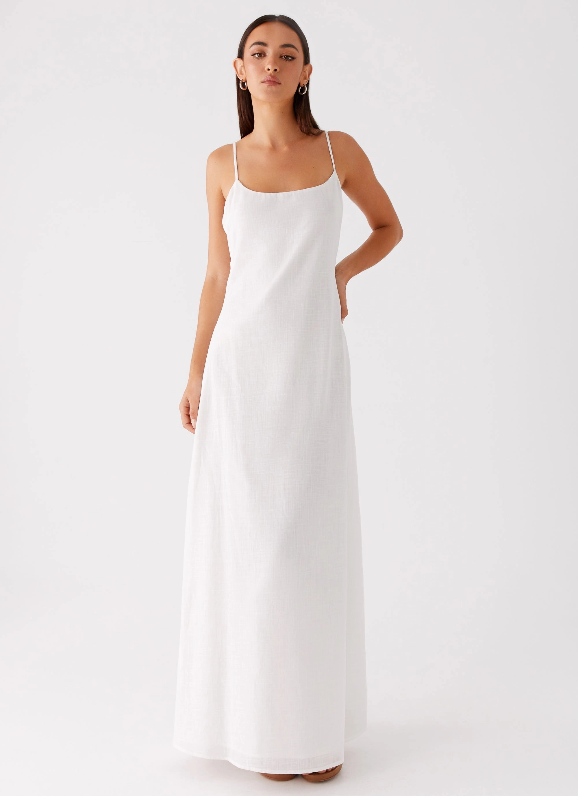 Balanced Fit Easy Draping Madeleine Scoop Neck Maxi Dress - Off White