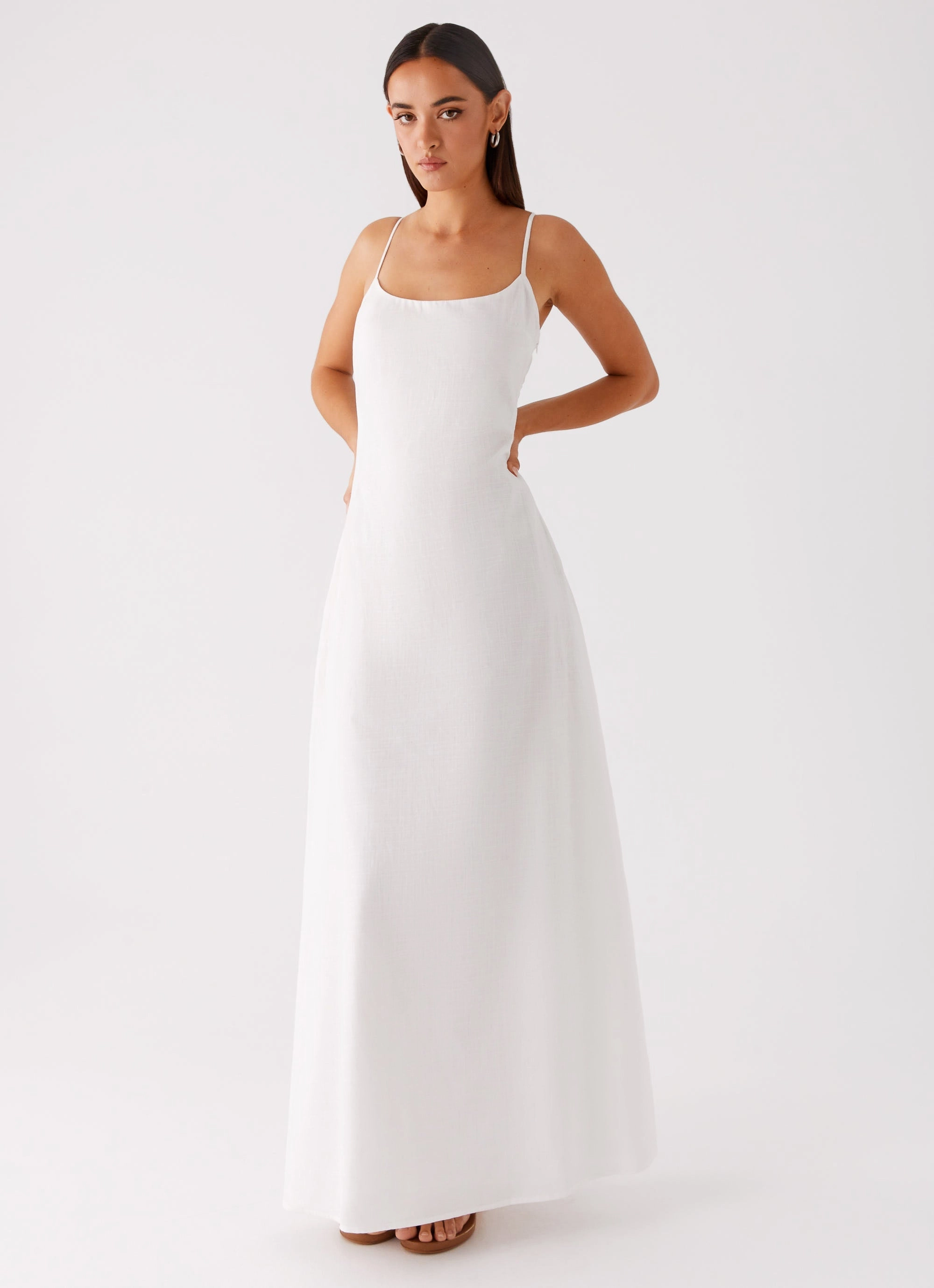Texture Softness Grass Soft Madeleine Scoop Neck Maxi Dress - Off White