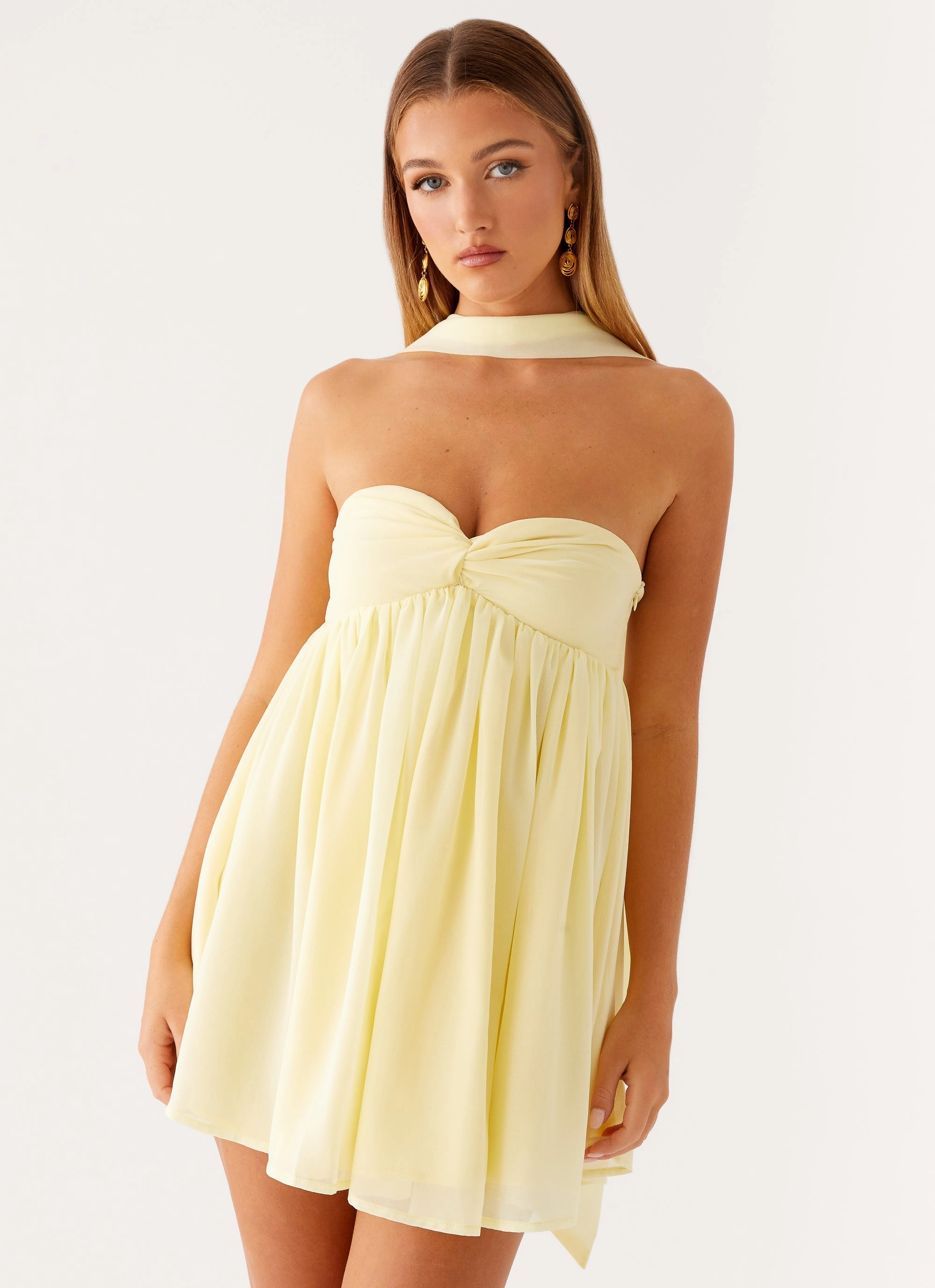 Elastic-Cuff Saturn Mini Dress - Yellow
