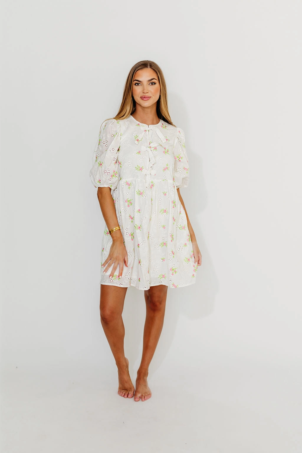 Sleek Layer Saylor Floral Dress in White Pink *Final-Sale*