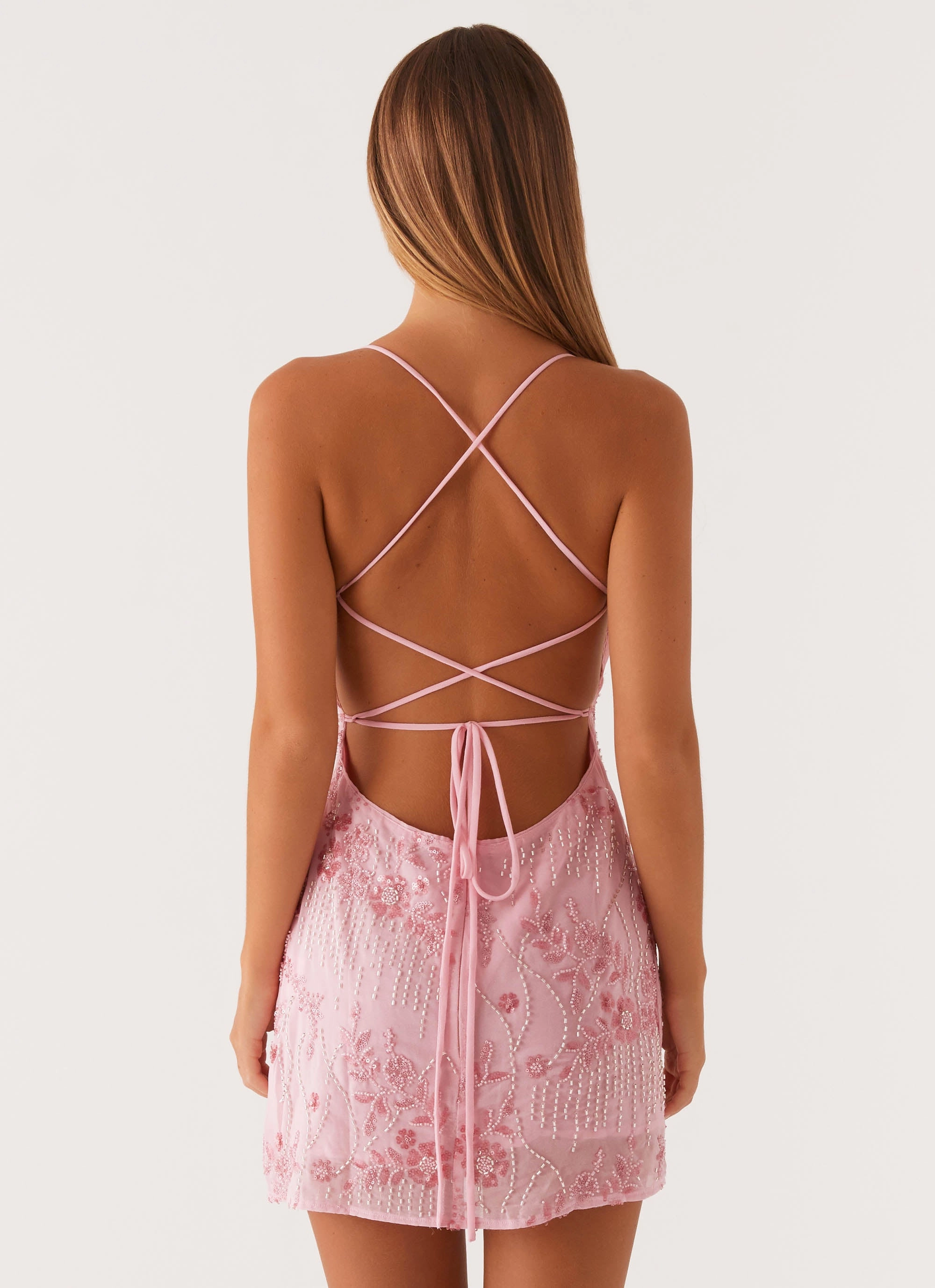 Sleek Layer Vietta Sequin Cami Mini Dress - Pink