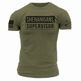 Shenanigans Supervisor T-Shirt - Military Green Performance Fit