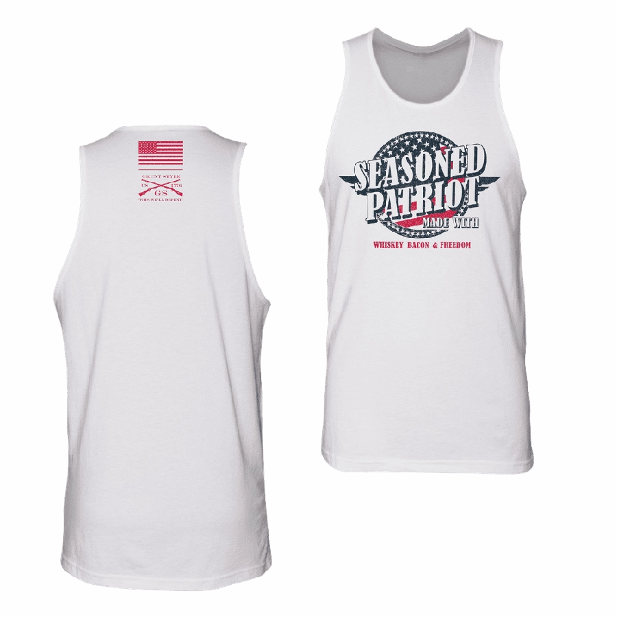 Seasoned Patriot Tank - White Chafe Resistant Fabric Impact Resistant