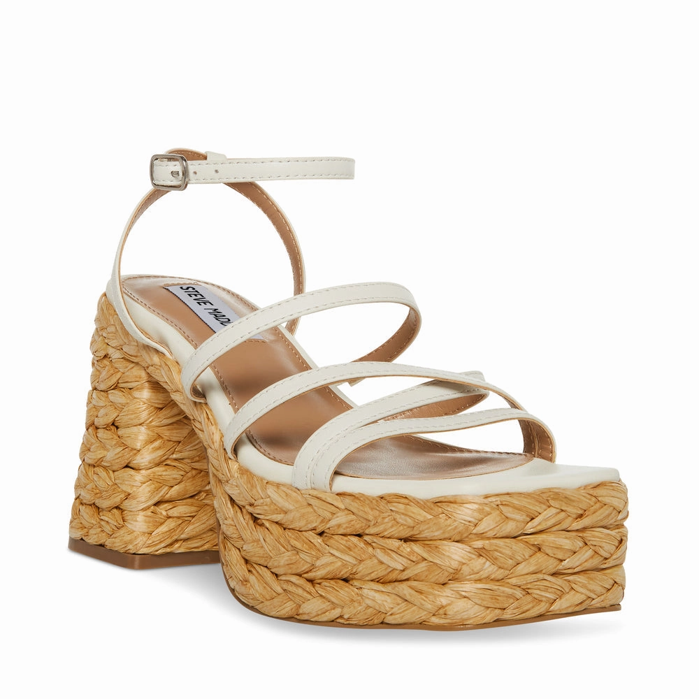 Neutral Fit Steve Madden Belise Platform Sandal in White Leather