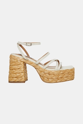 Steve Madden Belise Platform Sandal in White Leather Shine Base