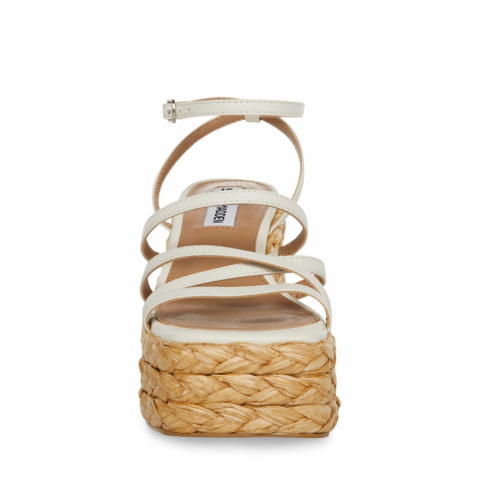 Steve Madden Belise Platform Sandal in White Leather Zip Close