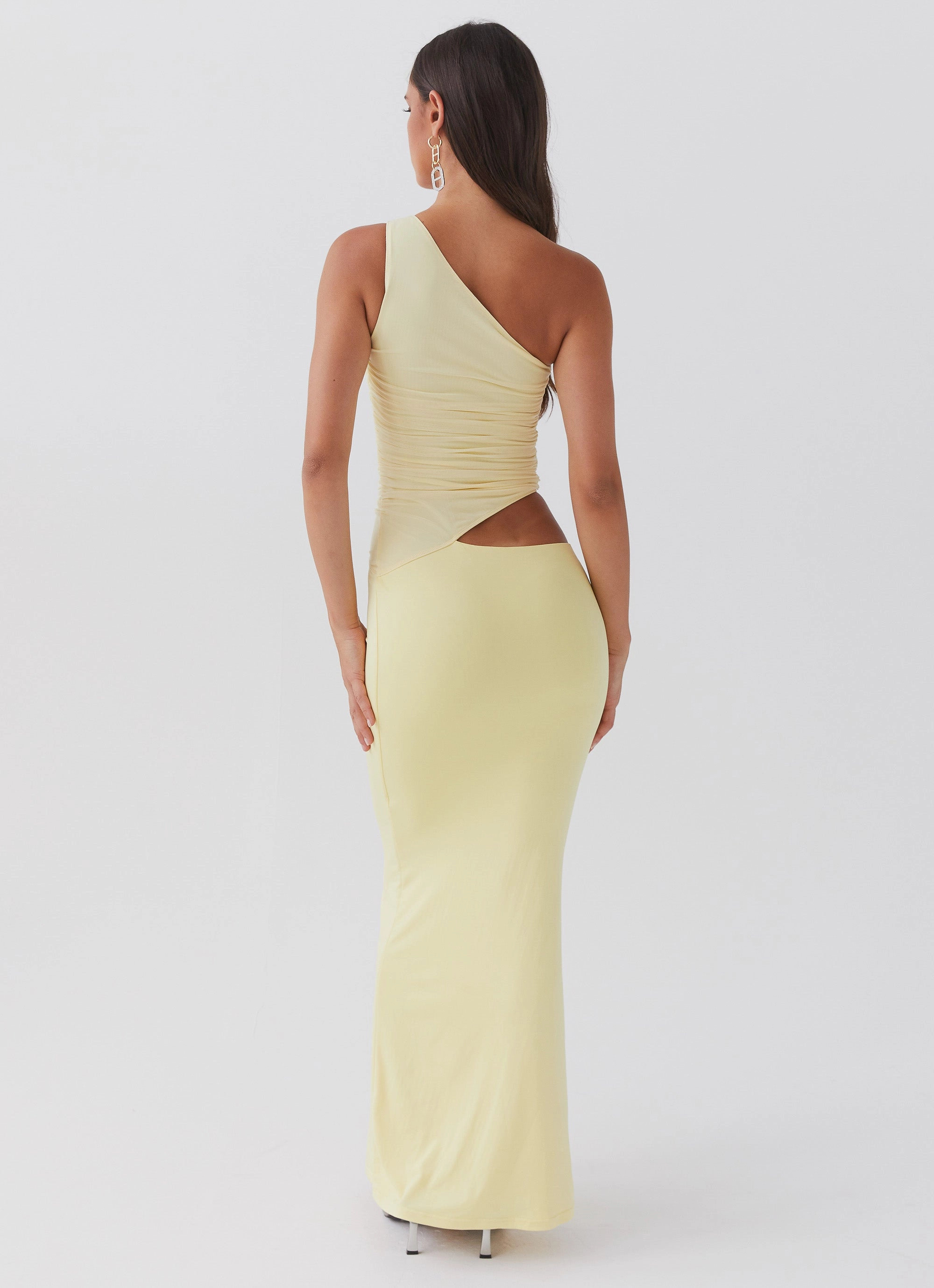 Photo Glow Soft Motion Seranella One Shoulder Maxi Dress - Lemon
