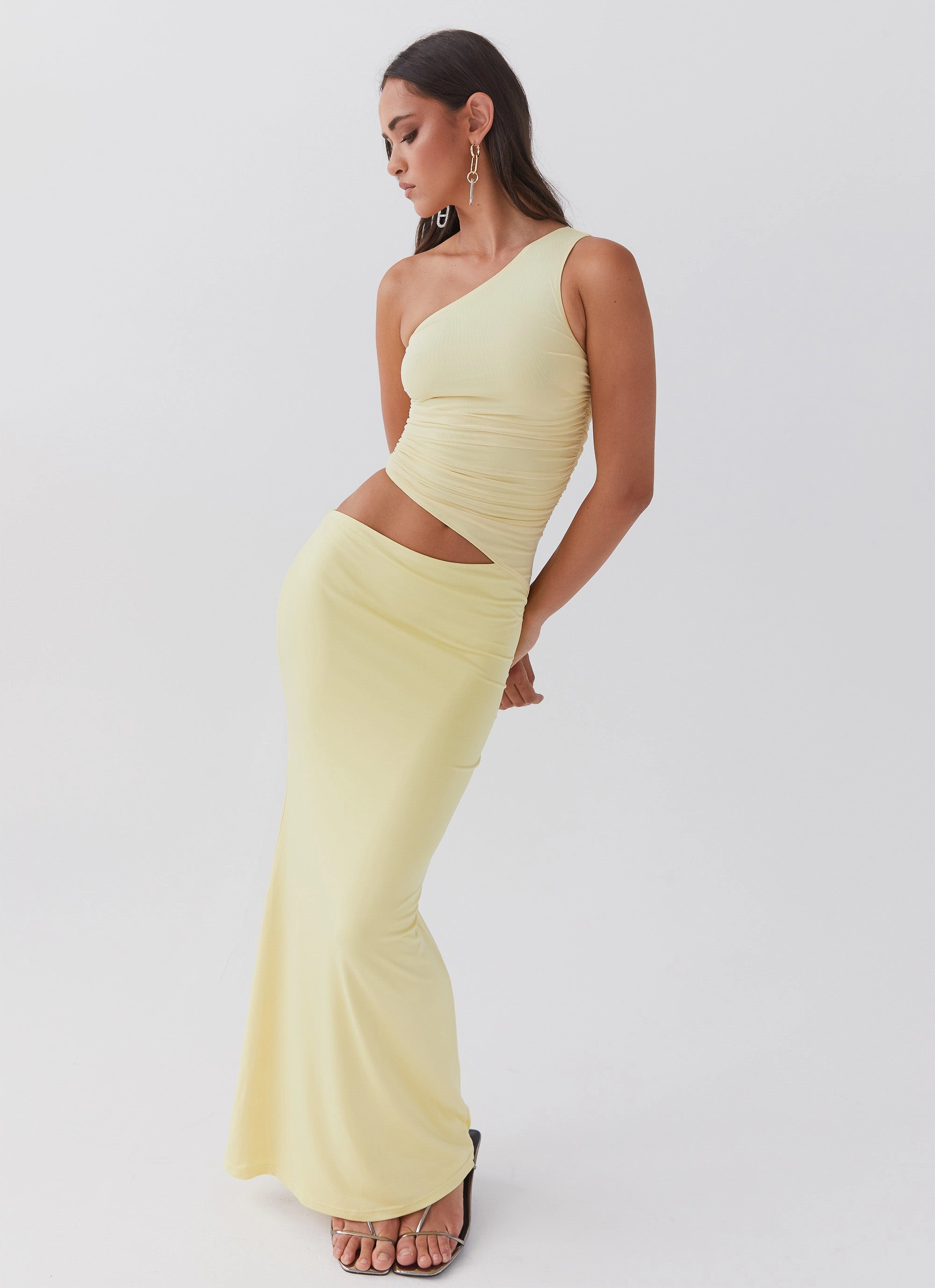 All-Occasion Wear Seranella One Shoulder Maxi Dress - Lemon