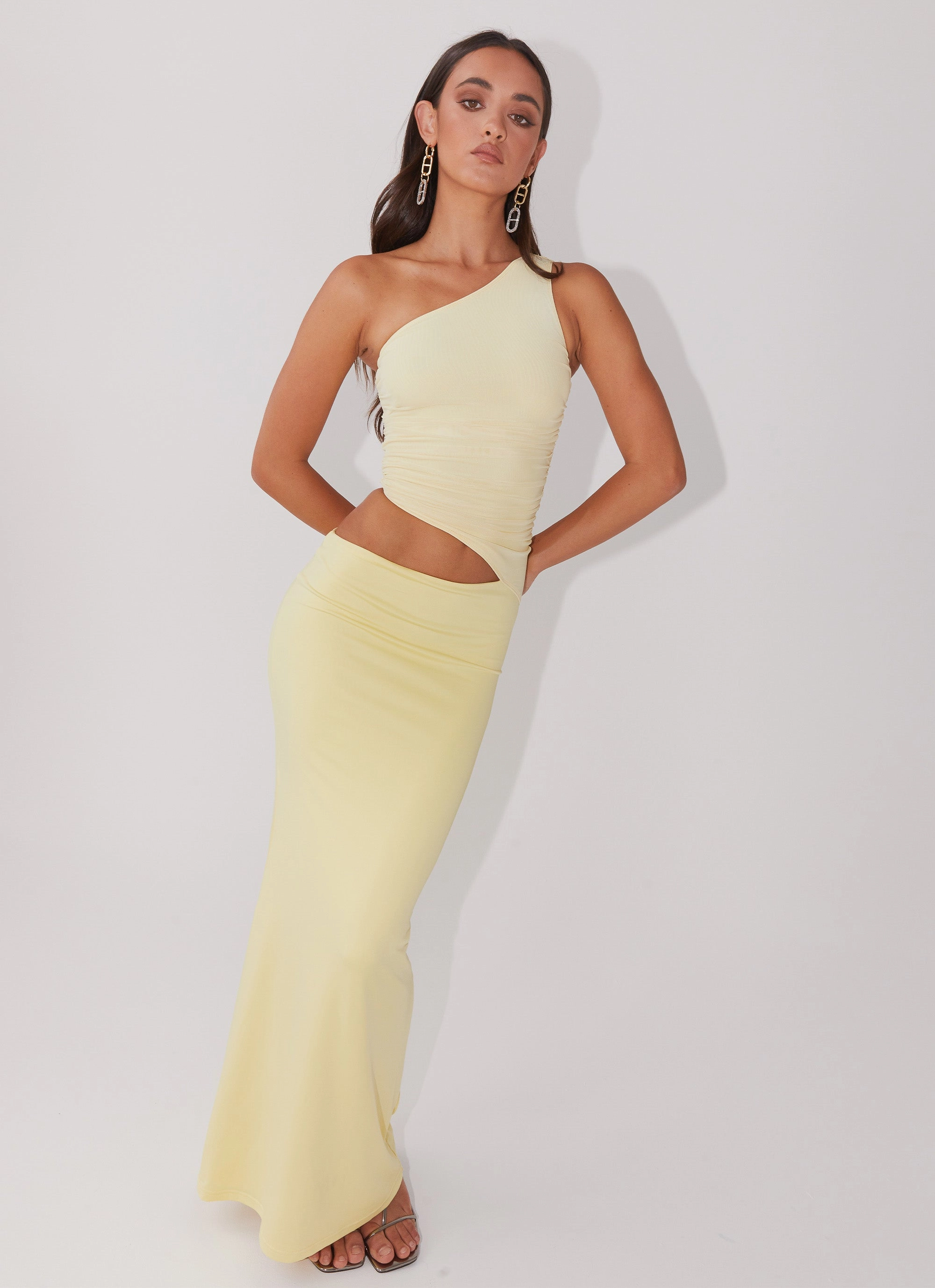 Seranella One Shoulder Maxi Dress - Lemon Cute Touch