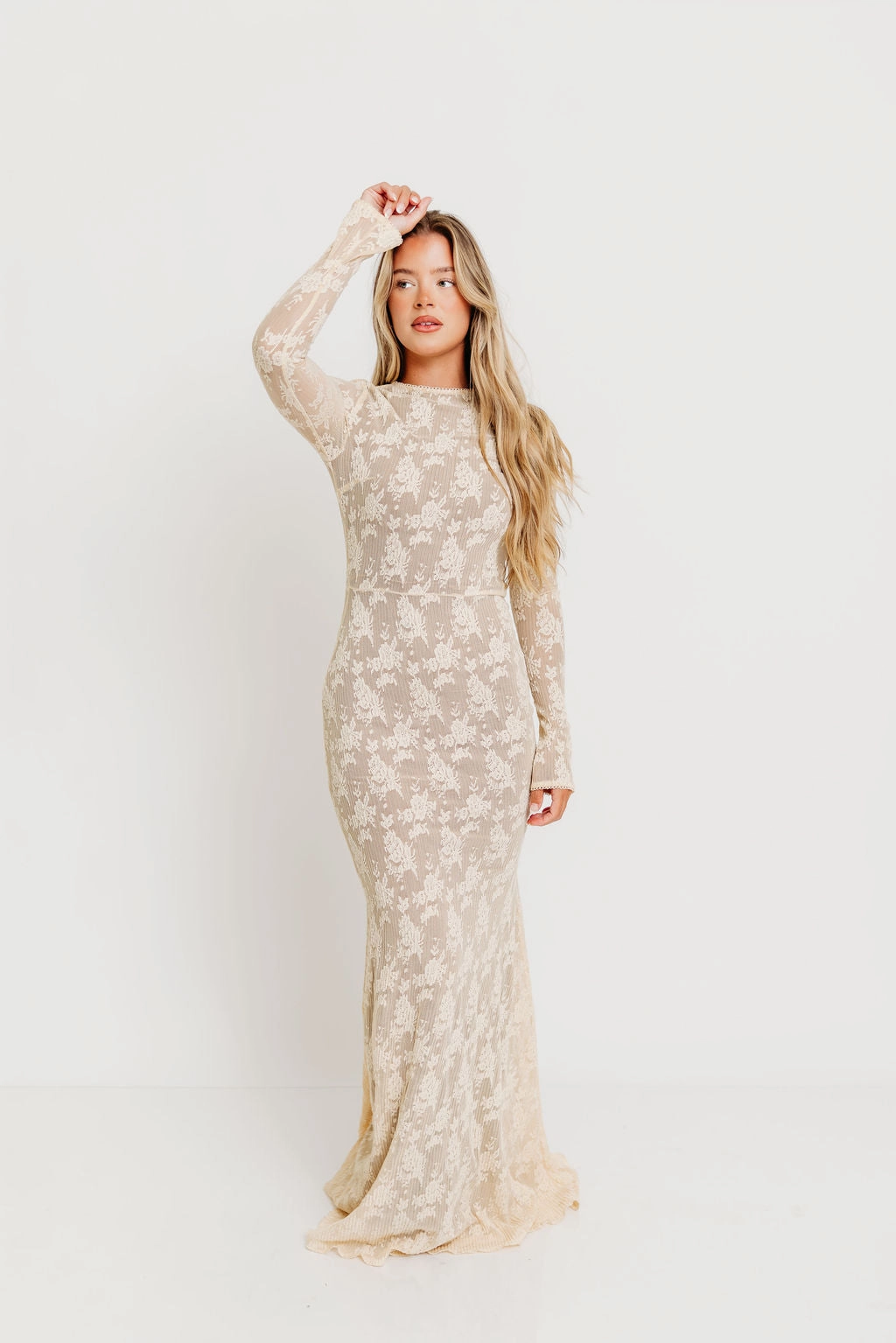 Seraphine Lace Maxi Dress in Cream - Inclusive Sizing & Bump Friendly (Size Up for Bump) Vibrant color dress
