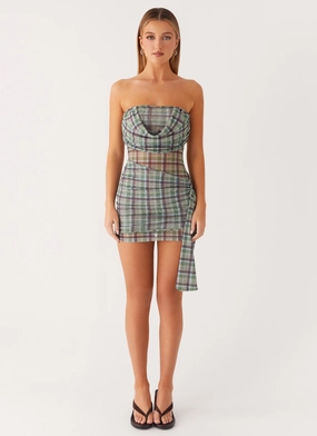 Seren Mini Dress - Cedar Check Urban Minimalism