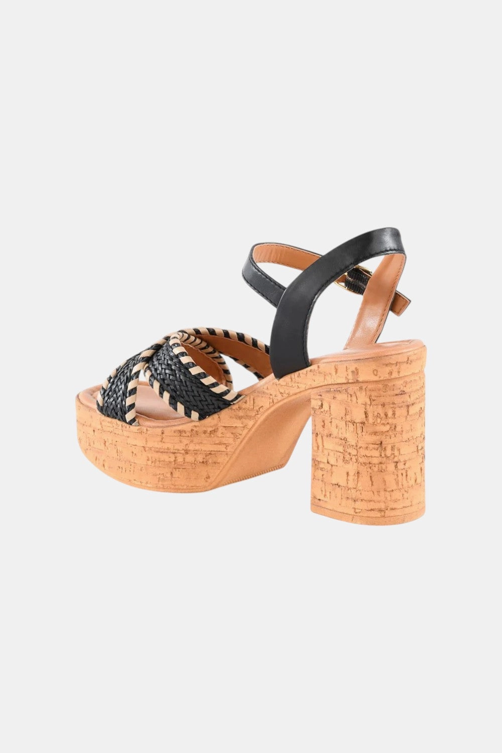 Seychelles Bravo Sandal in Black/Natural Wedge Sole