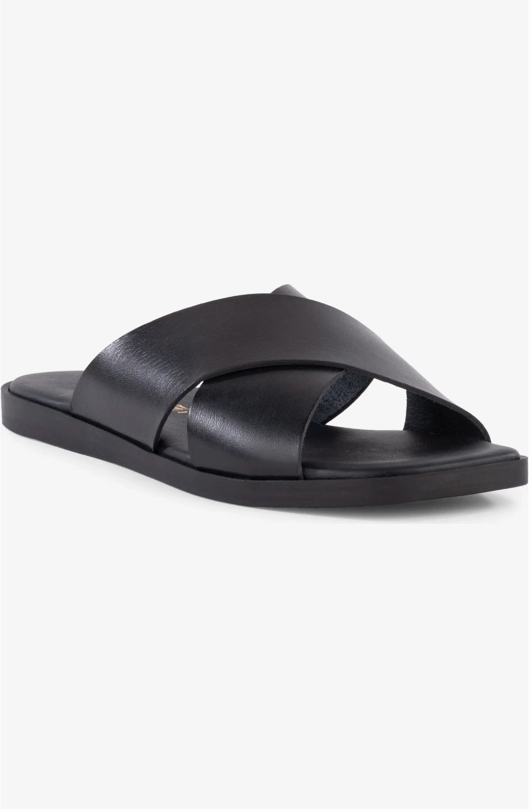 Noise Reducing Beach Comfort Seychelles Chai Criss Cross Sandal in Black Leather