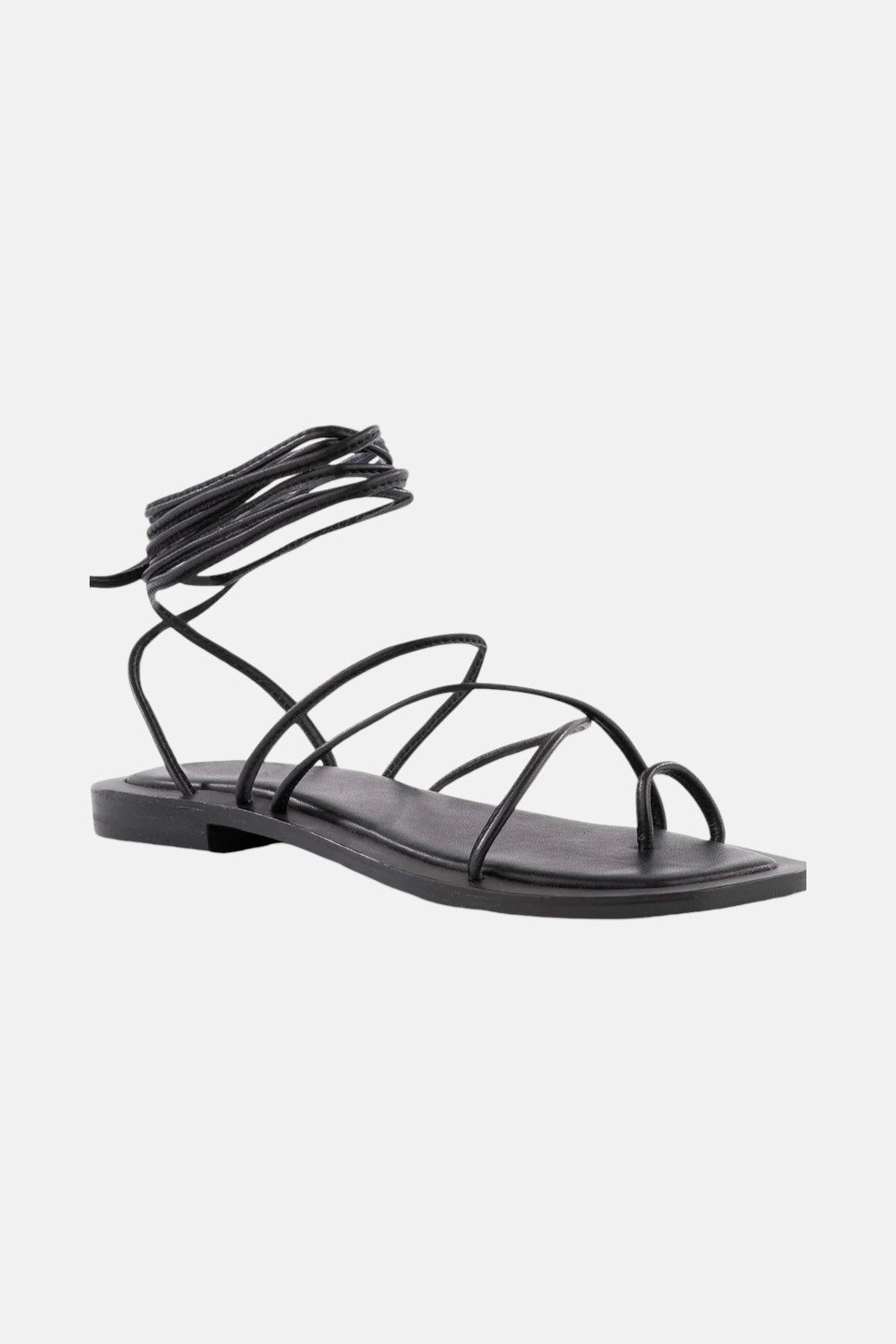 Seychelles Lilac Tie-Up Sandal in Black Leather Stable Structure Step Into Comfort