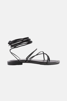 Soft Material Enhanced grip Seychelles Lilac Tie-Up Sandal in Black Leather