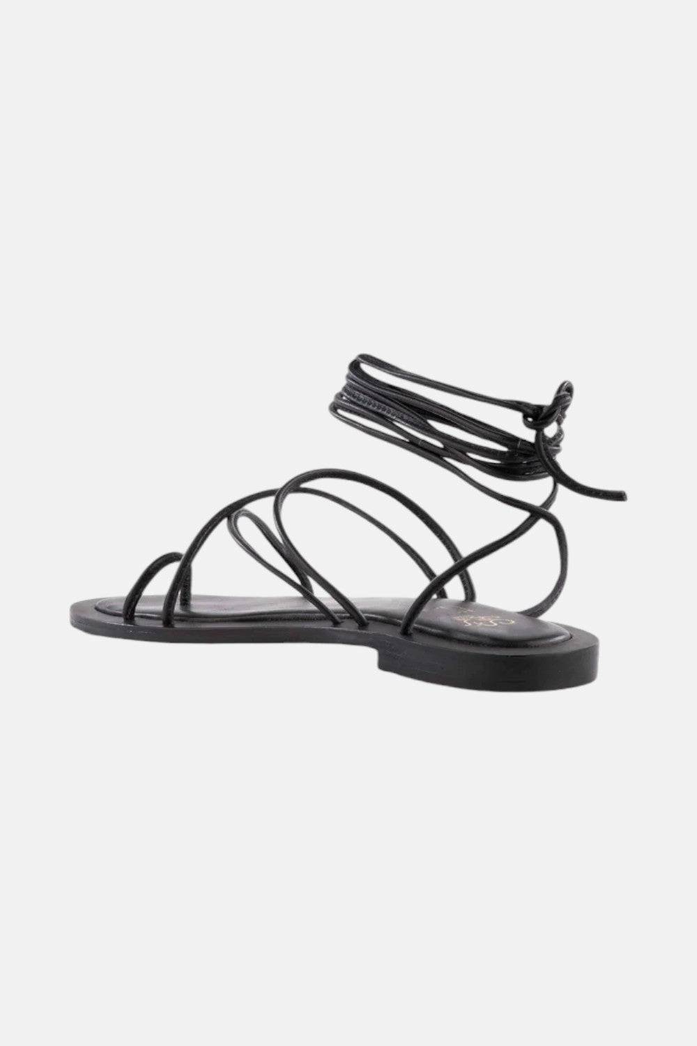 Supportive structure PaddedTongue Seychelles Lilac Tie-Up Sandal in Black Leather