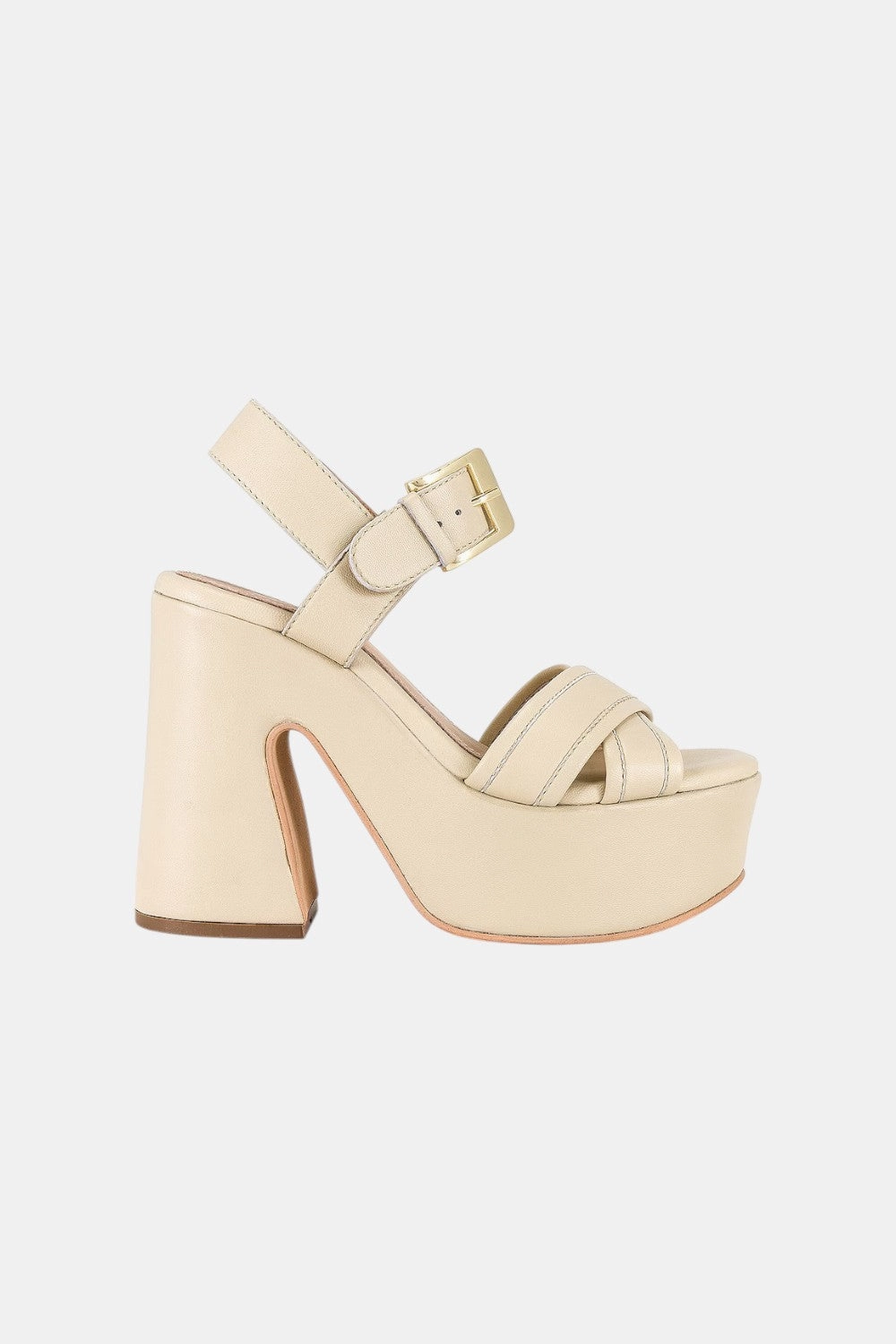 Thick Outsole Gloss Touch Seychelles Monsoon Platforms in Ivory Leather