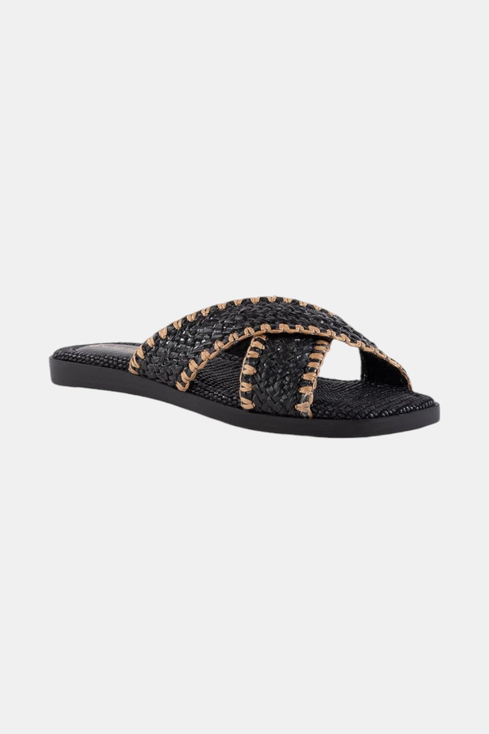 Seychelles Pomelo Raffia Sandal in Black Beach Comfort Multi Density Cushioning