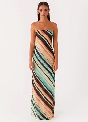 Como Maxi Dress - Stripe Formed Look Light Wrap