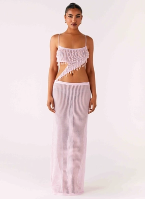 Shellbound Crochet Maxi Dress - Pink Occasion Ready