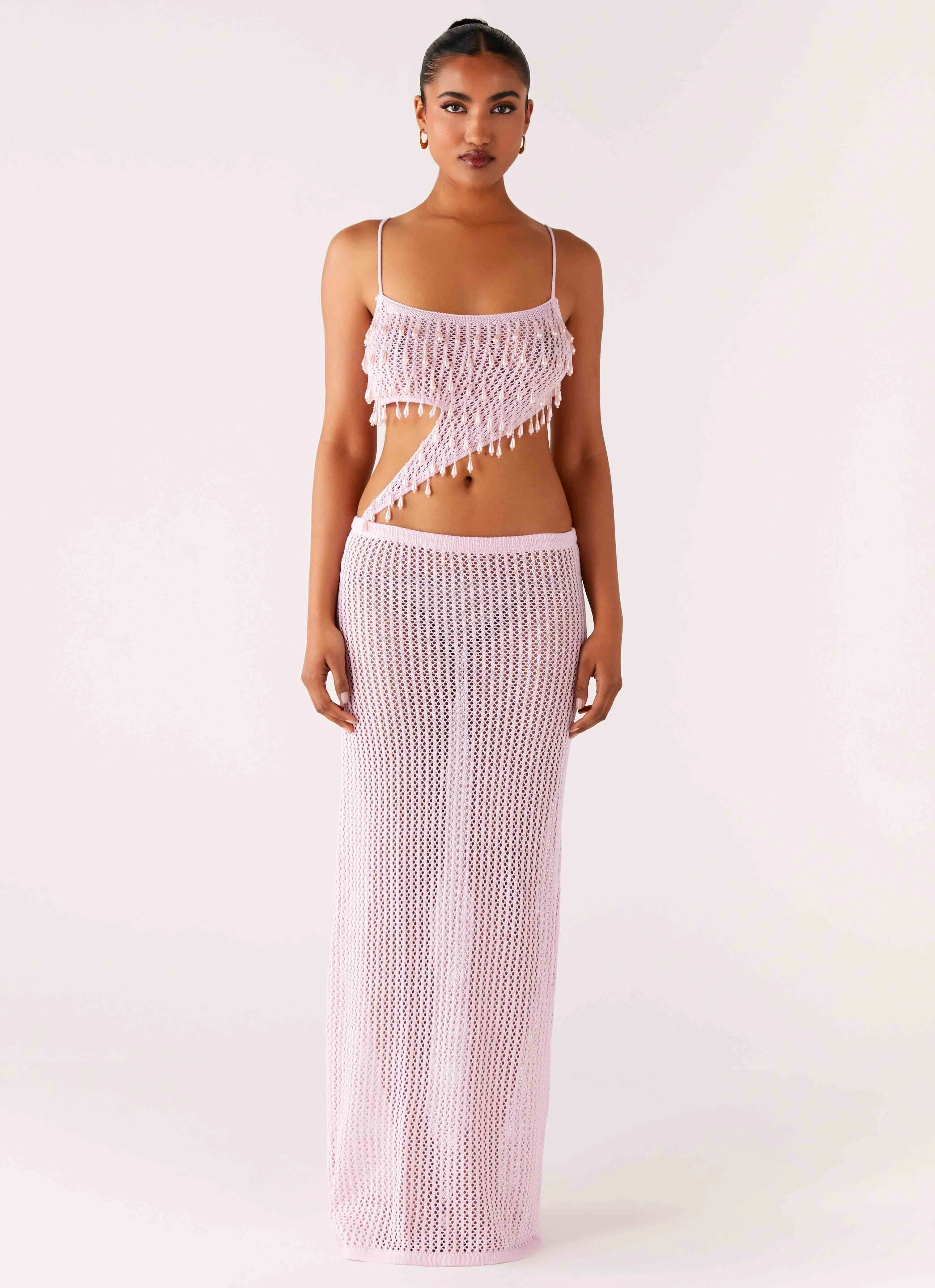 Shellbound Crochet Maxi Dress - Pink Occasion Ready