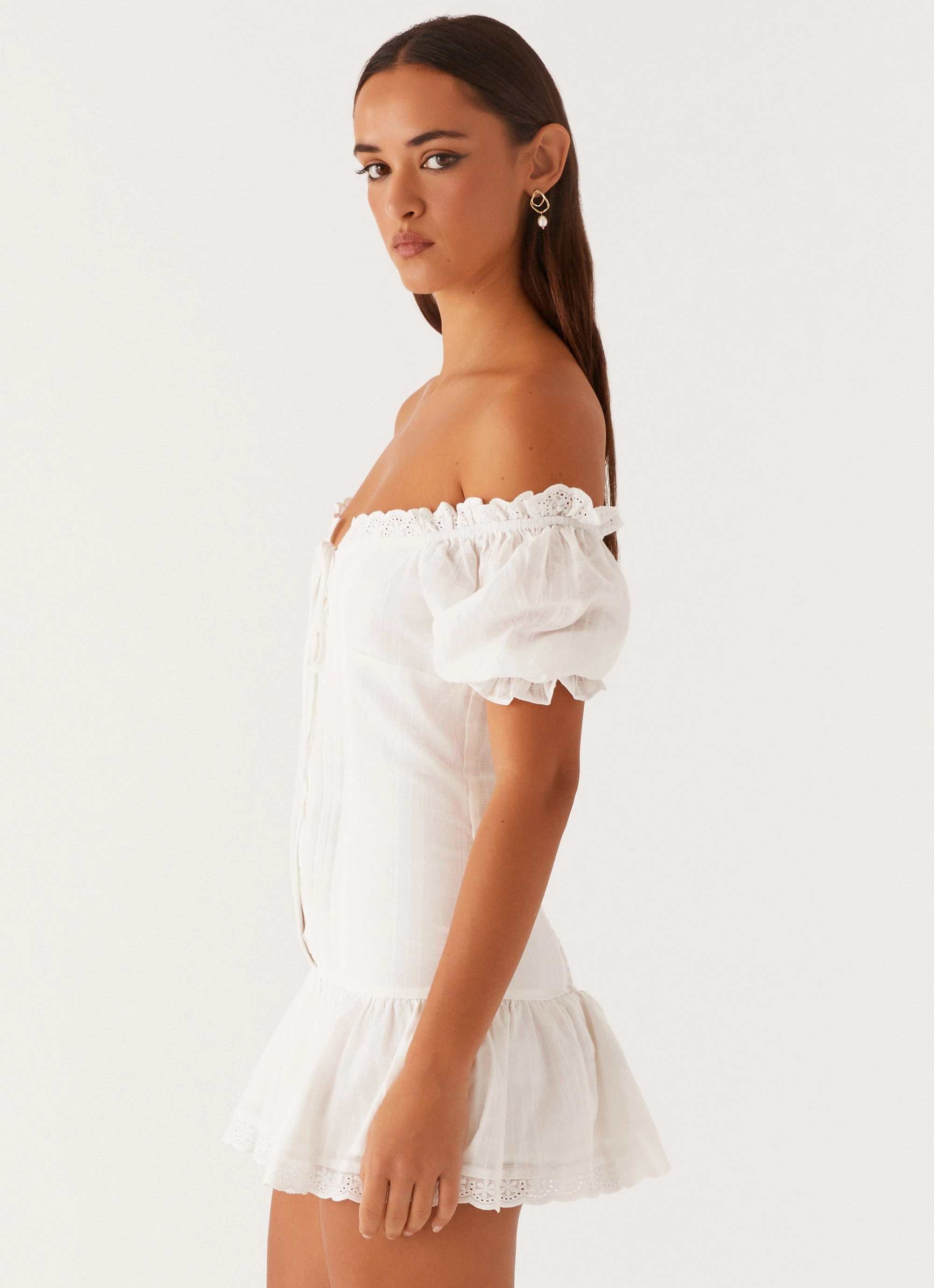 Hundred Percent Mini Dress - White Chic beachwear dress Contrast-Lining