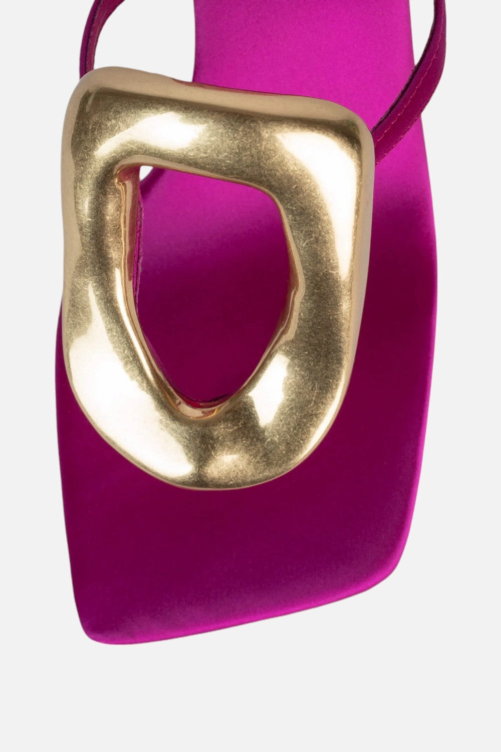 Jeffrey Campbell Linq-Up in Fuchsia Satin Gold Comfort For Outdoors