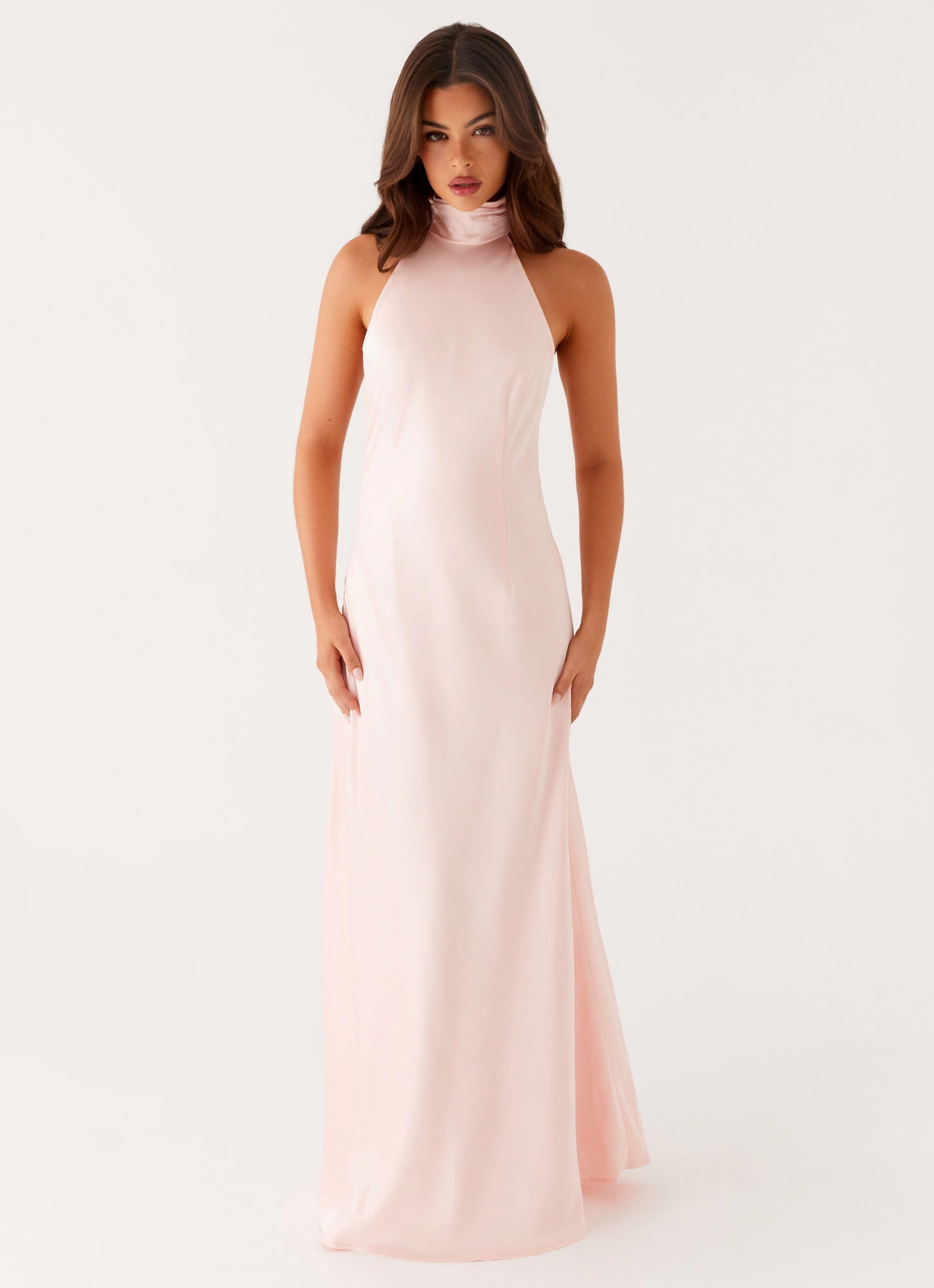 Linen Vibe Embroidered Fabric Siani Backless Maxi Dress - Pink