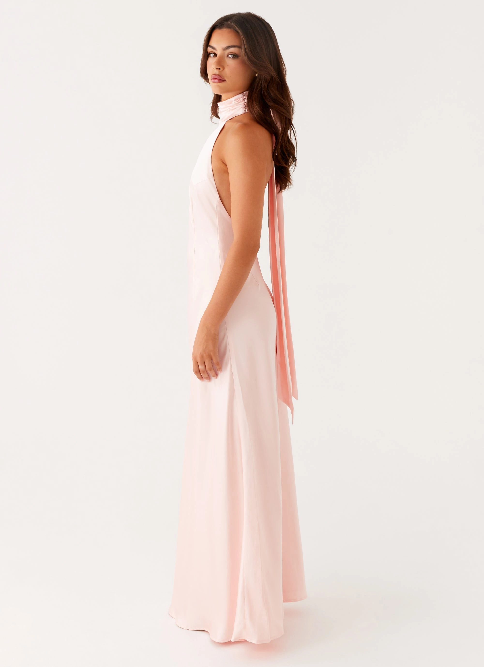 Embroidered-Sleeve Siani Backless Maxi Dress - Pink