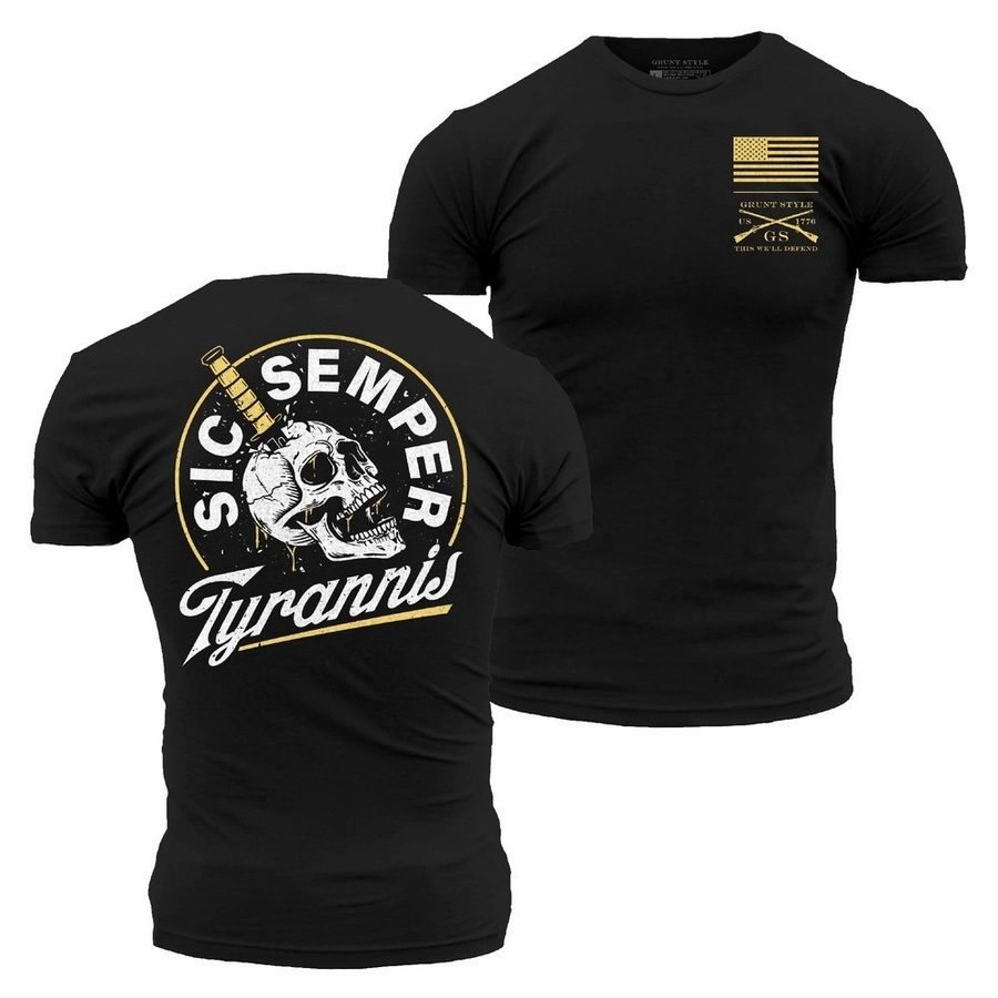 Sic Semper T-Shirt - Black Halloween Casual Vibe Wear