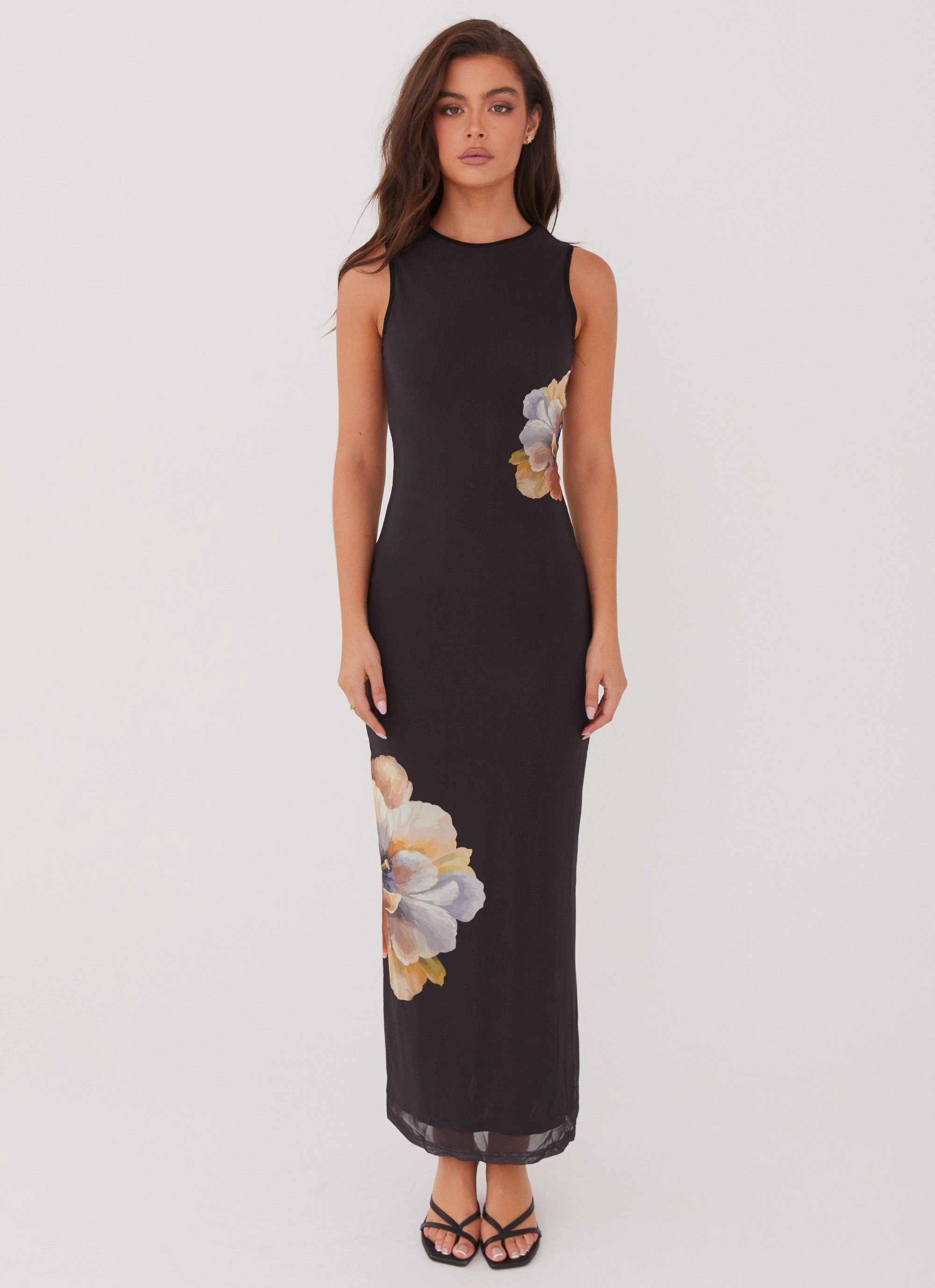 Side Effects Mesh Maxi Dress - Black Orchid Harmonious Layers