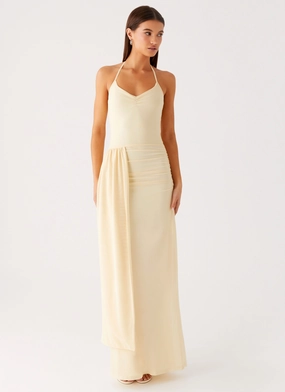 Refined Finish Signal Halter Maxi Dress - Sunny Yellow