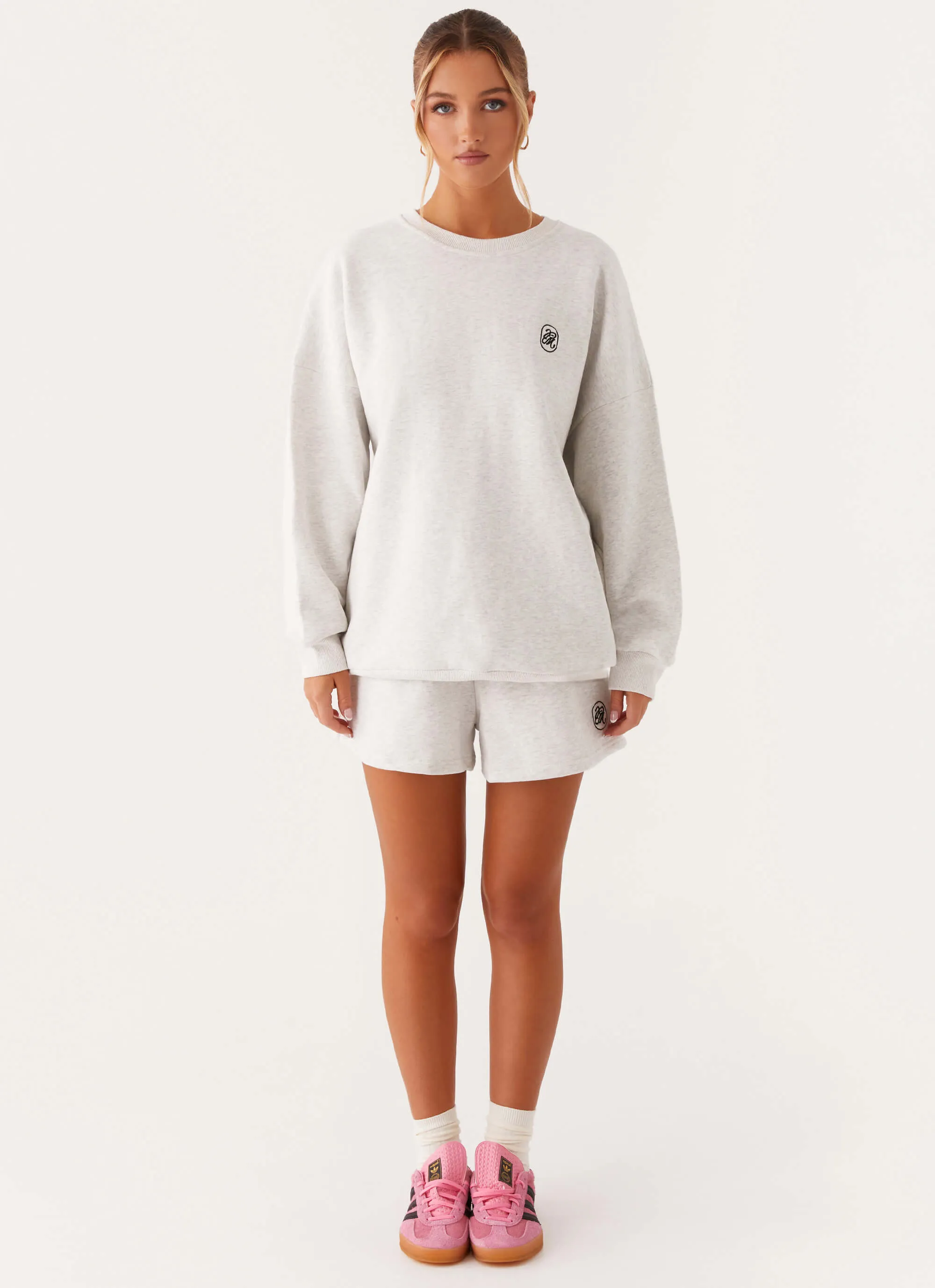 Short-sleeved cultural festival Signature Oversized Sweatshirt - Grey