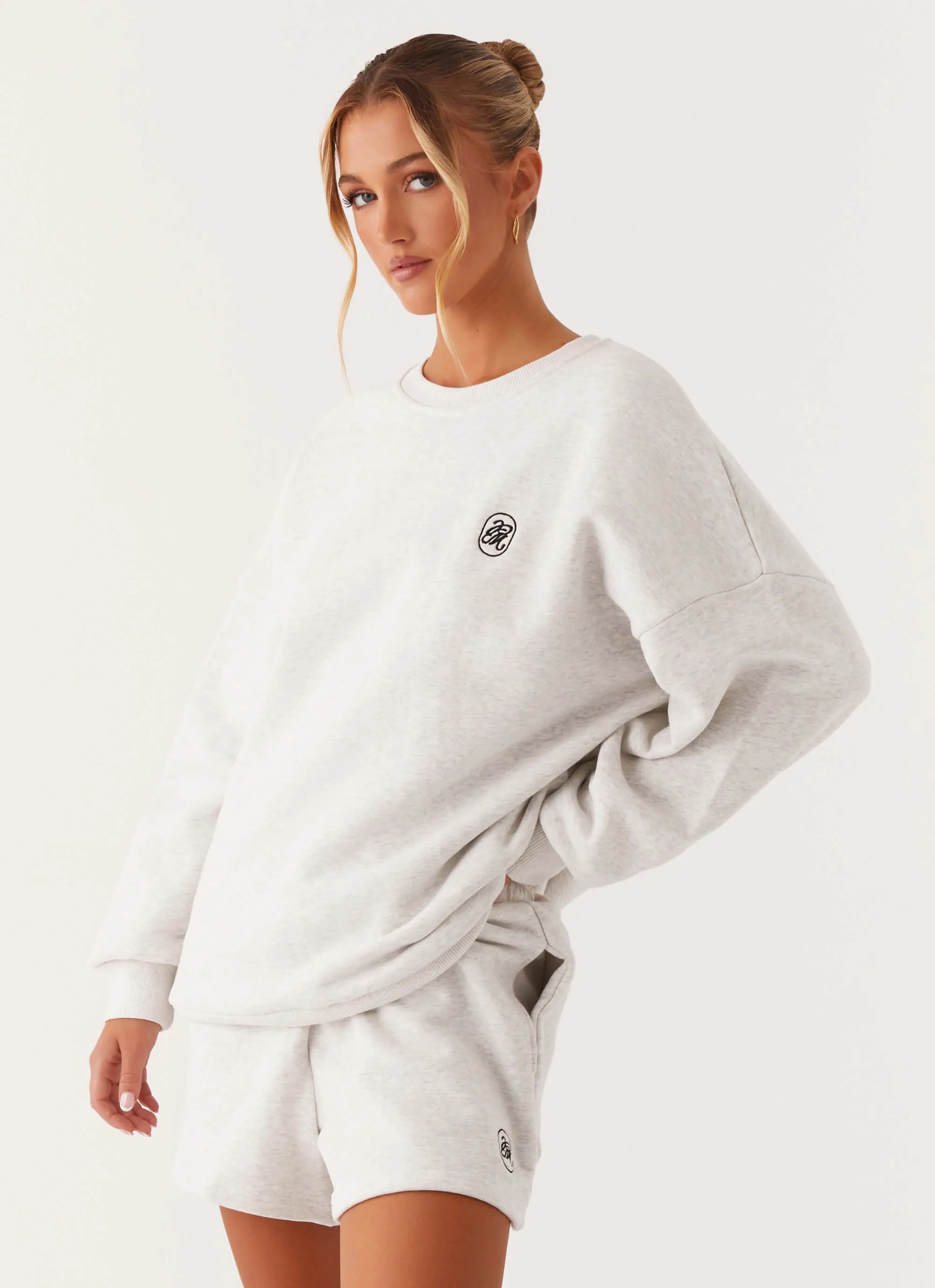 Quilted Construction Signature Oversized Sweatshirt - Grey