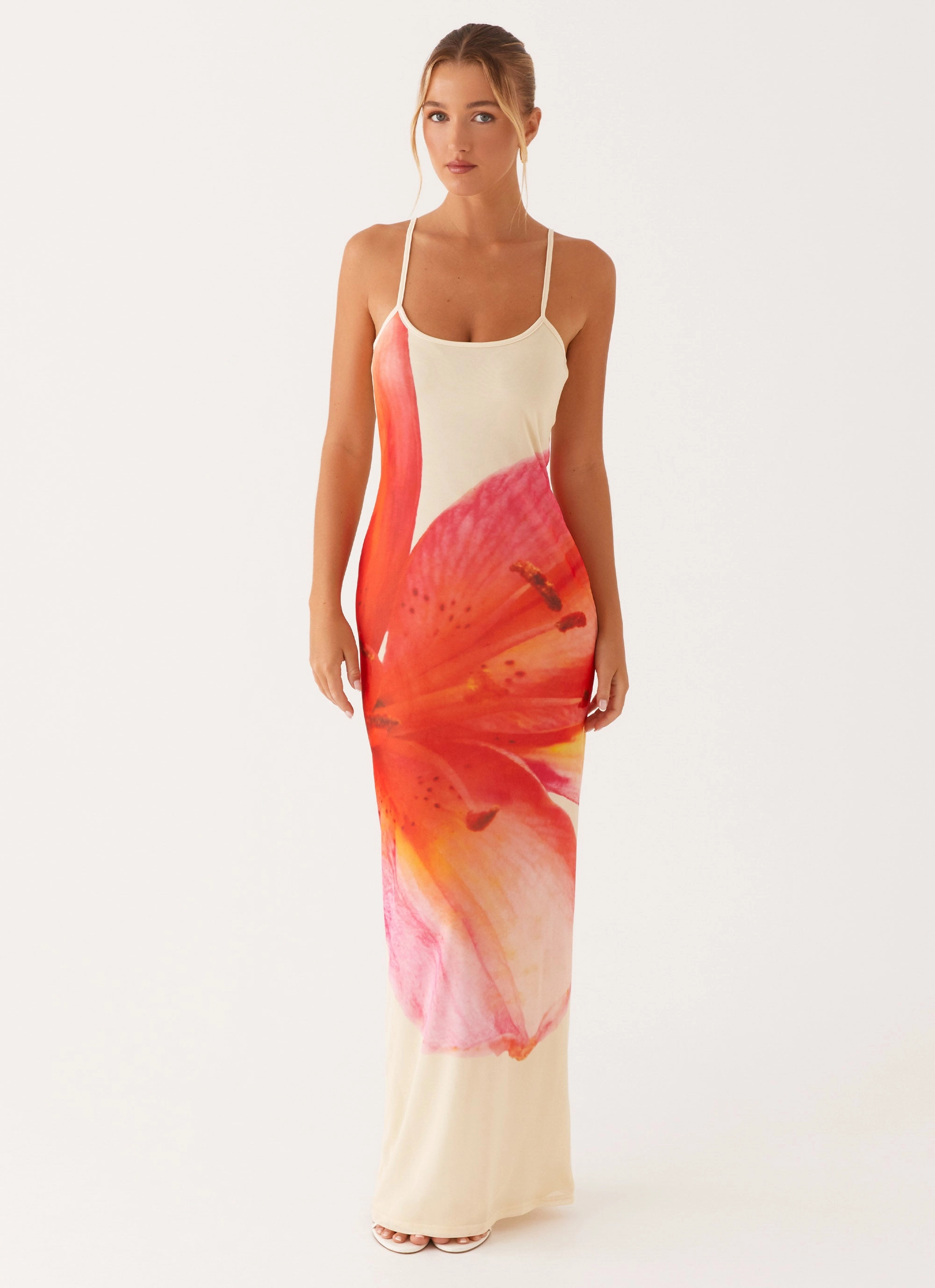 Bad News Mesh Maxi Dress - Yellow Floral Basic essential