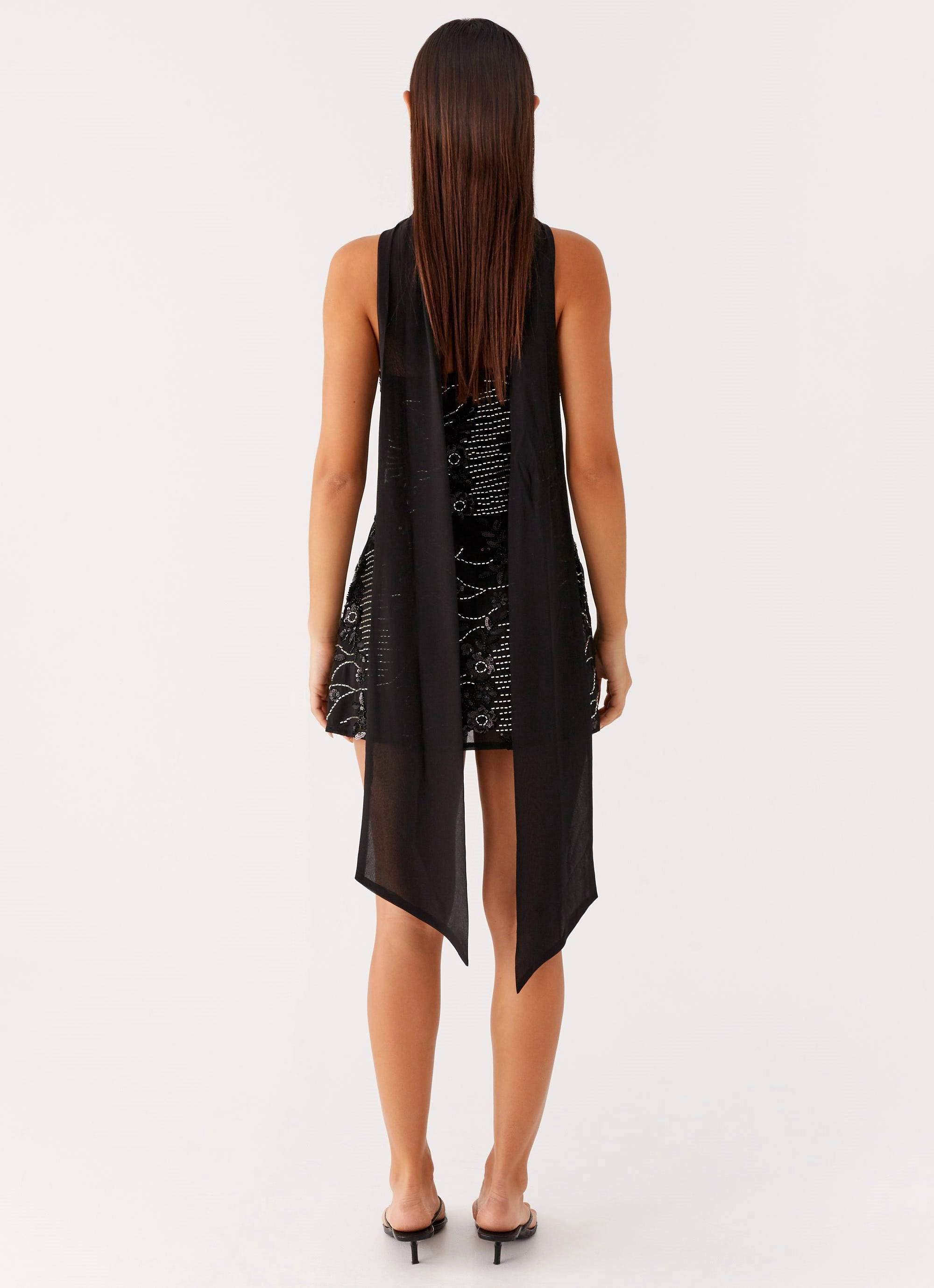 Flowing Texture Chilly Comfort Kiesha Strapless Scarf Mini Dress - Black