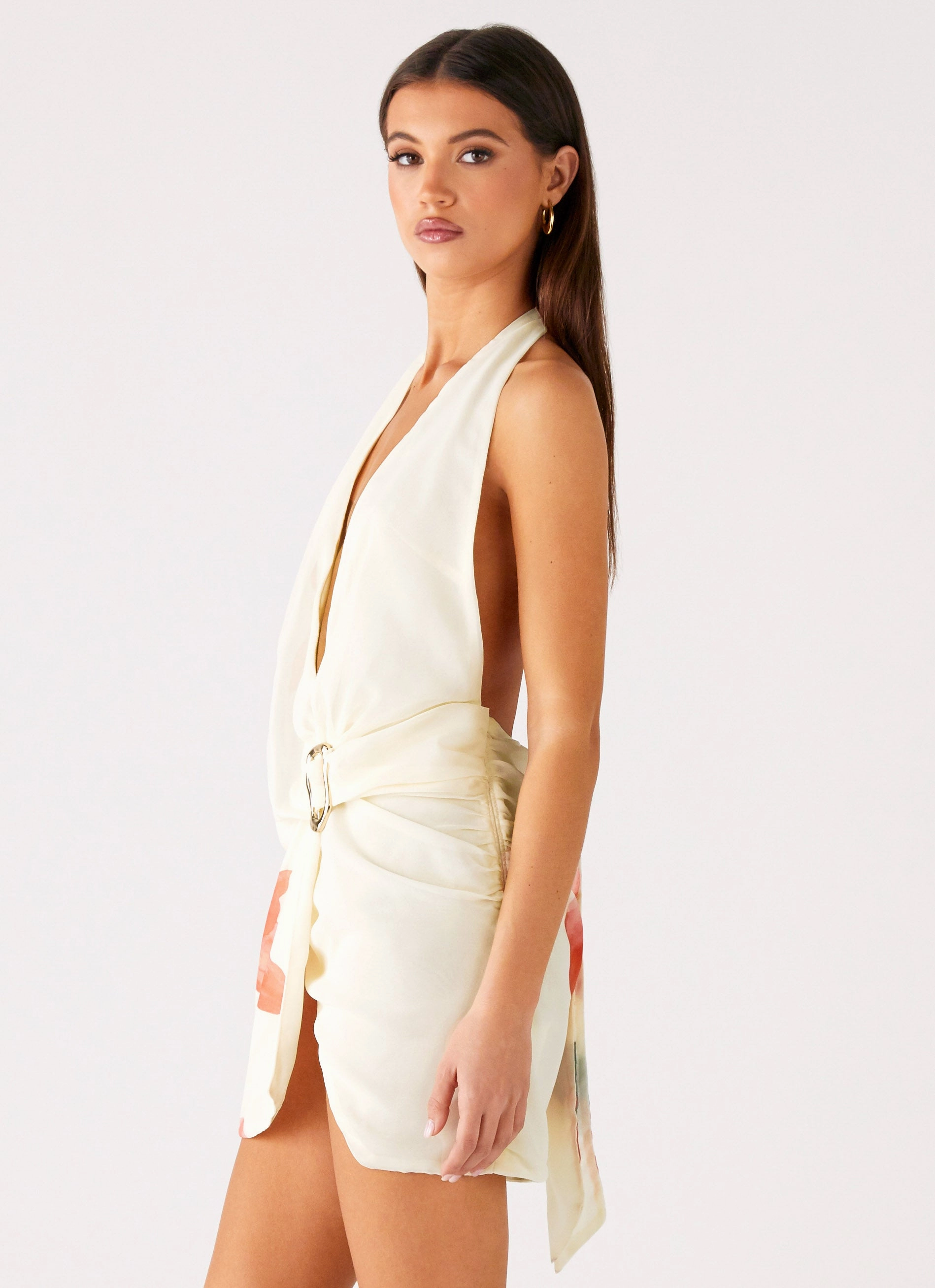 Gift-Worthy Silk Flow Eleanora Plunge Mini Dress - Siena Floral