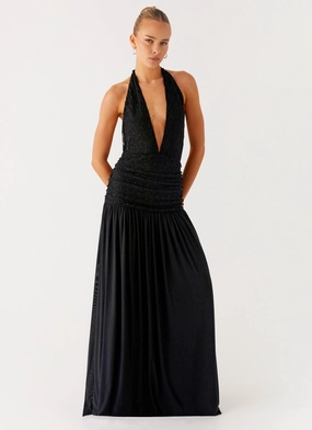 Full Attention Maxi Dress - Black Layered Look