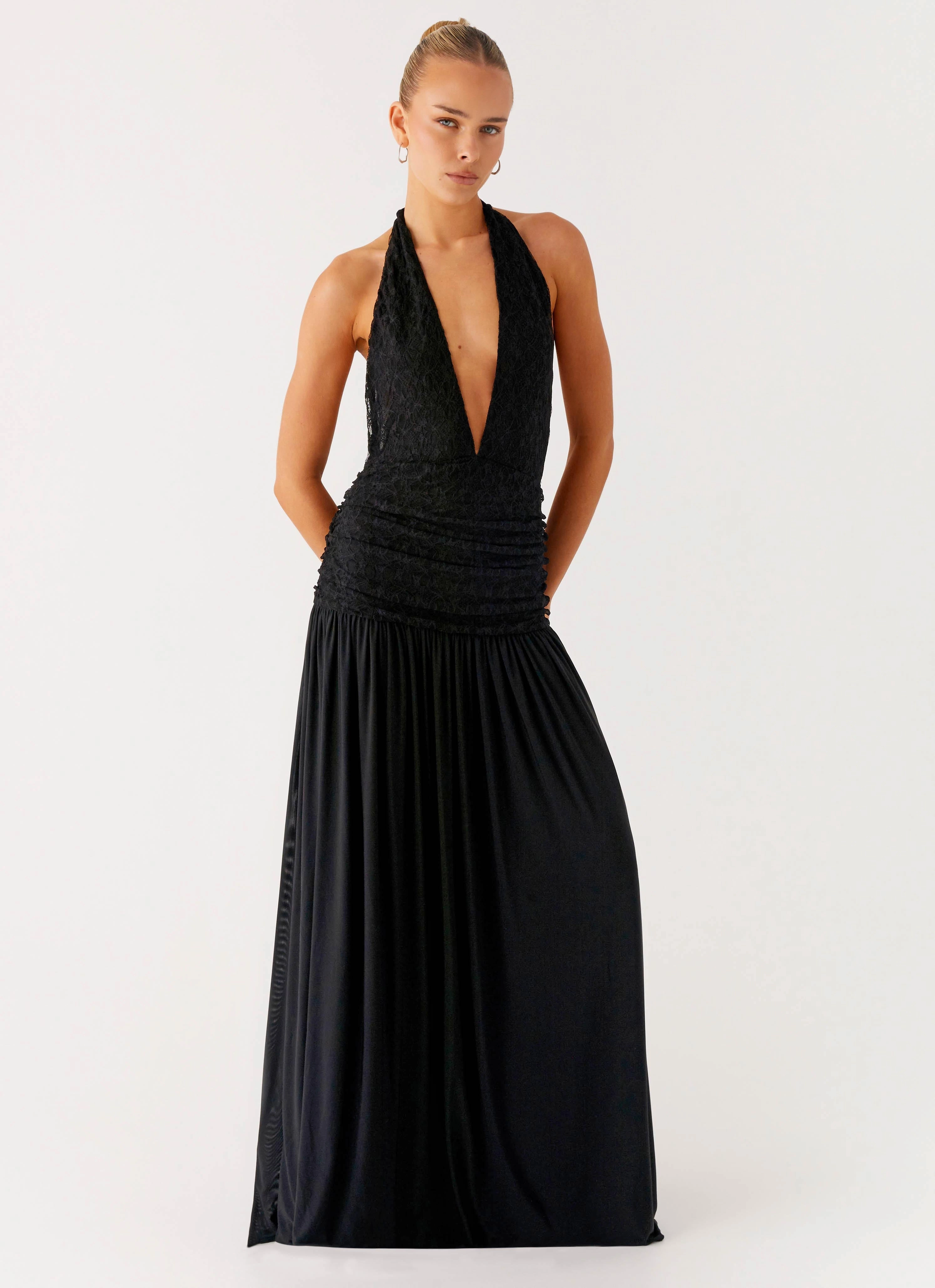 Full Attention Maxi Dress - Black Layered Look