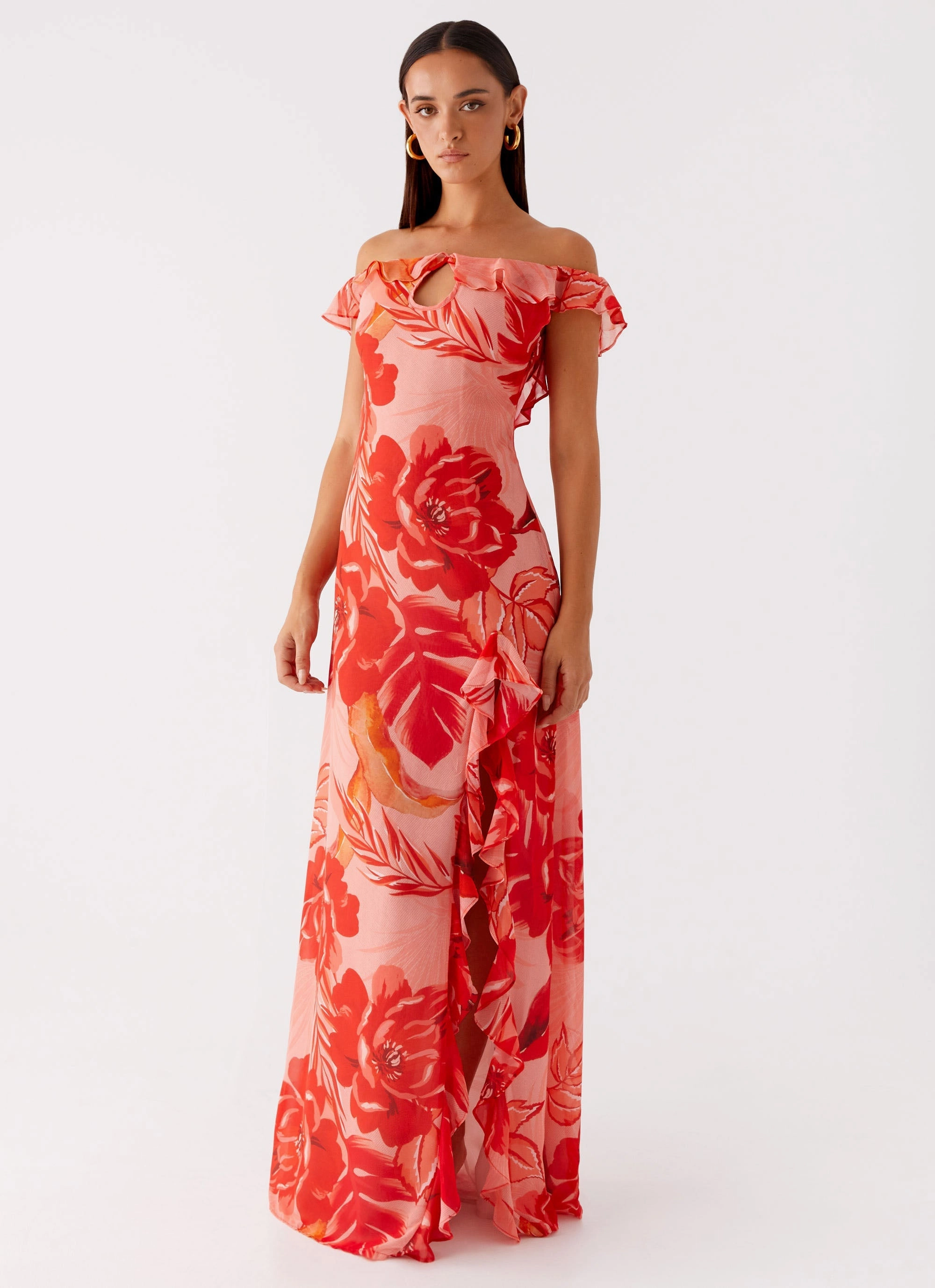 Light Weight Picture Perfect Cassiday Maxi Dress - Sicily Sunsets Print