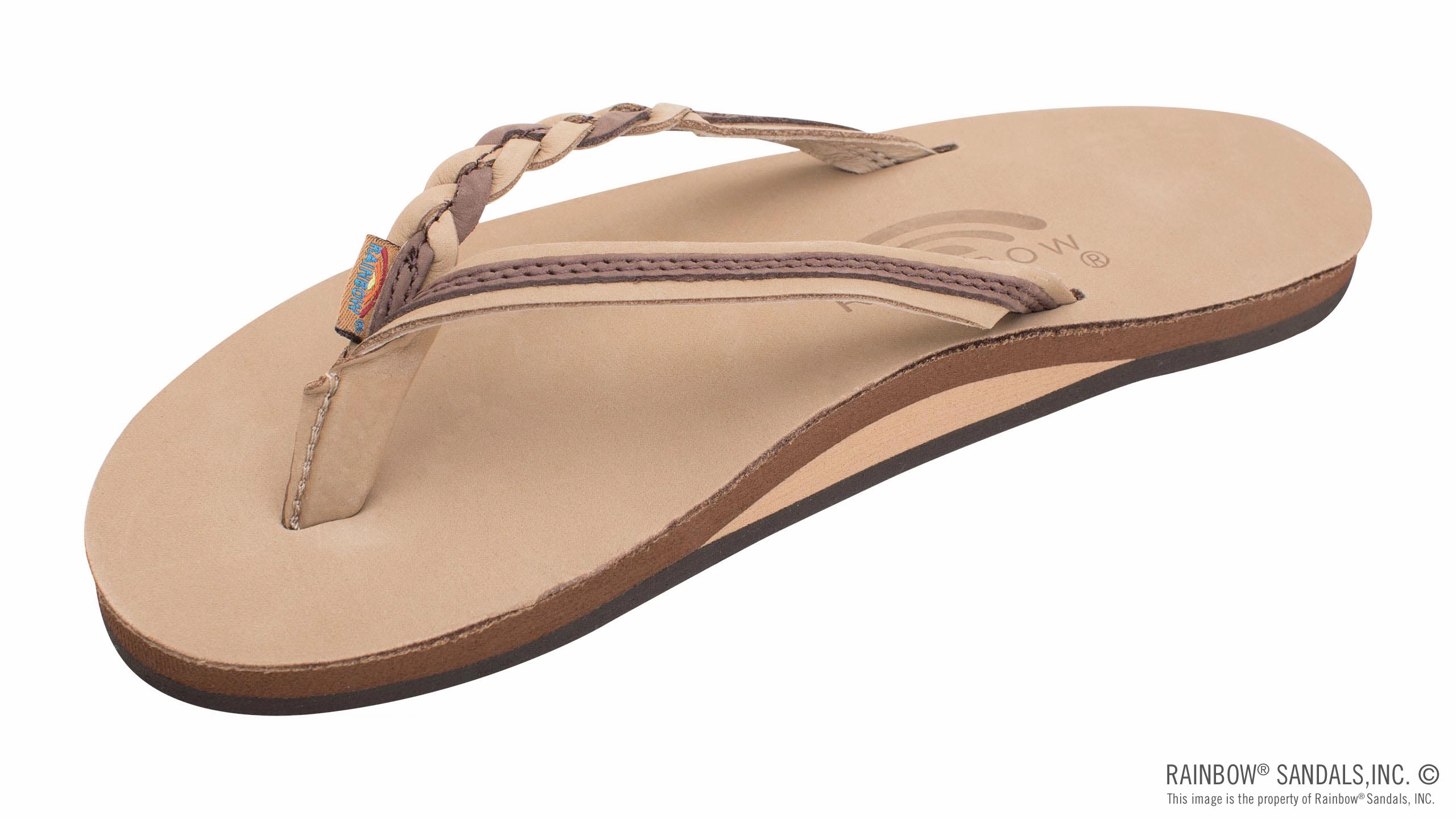 No Hassle Active Day Rainbow Sandals Flirty Braidy - Single Layer Premier Leather 1/2" Narrow Strap with Braid