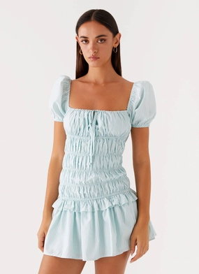 Softly Structured Light Wear Yolene Mini Dress - Green Gingham