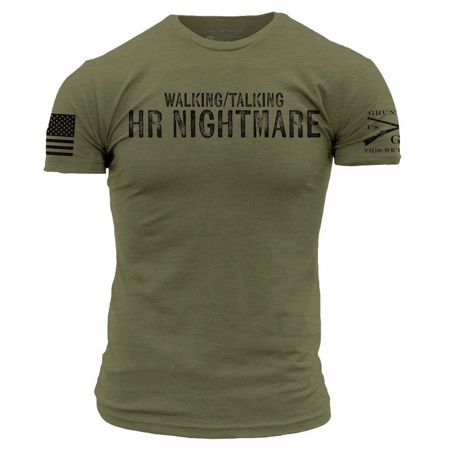 HR Nightmare T-Shirt - Military Green Minimalist Stitching Ergonomic Cut