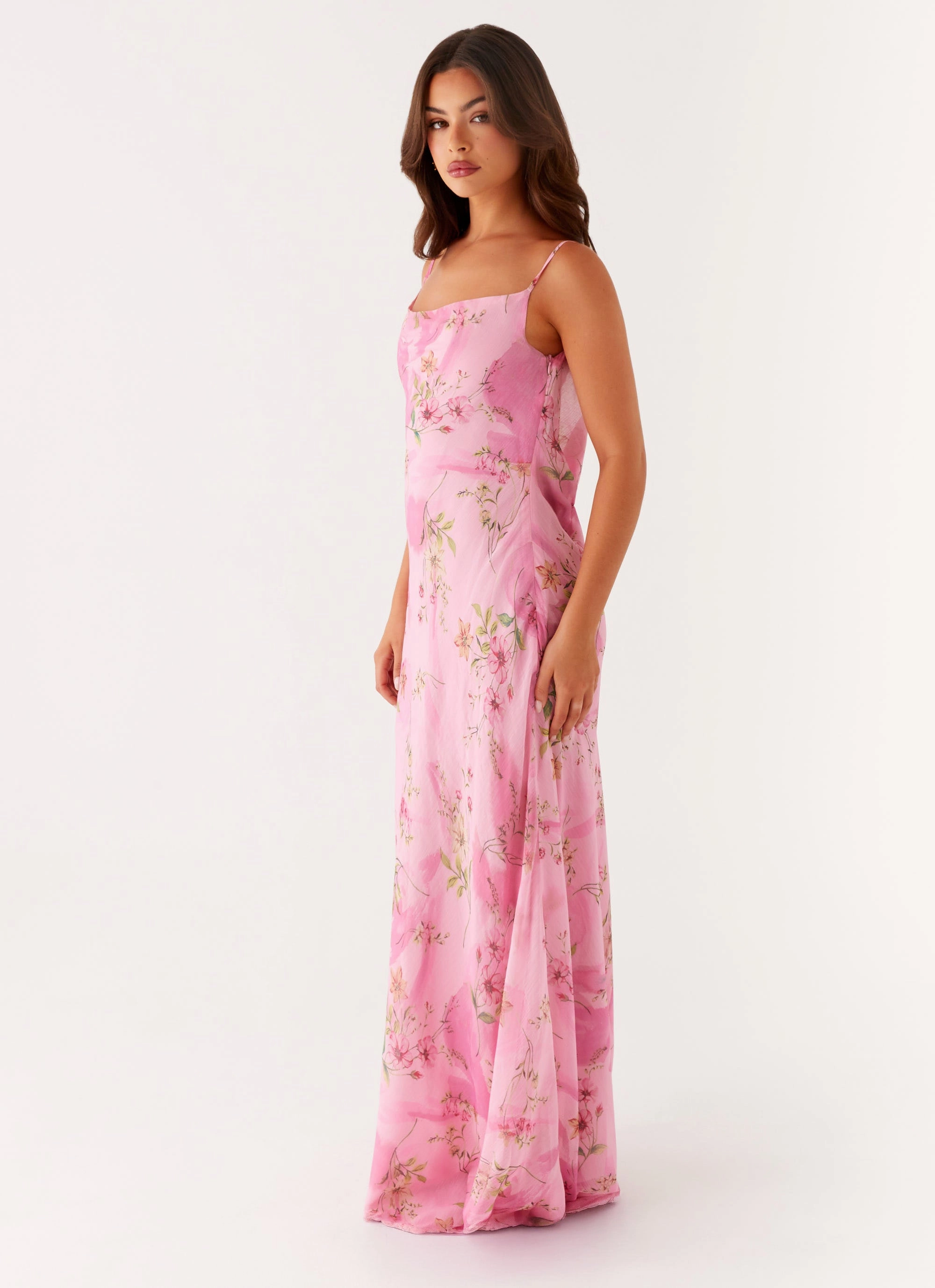 Orlando Maxi Dress - Pink Floral Print Chic Spirit