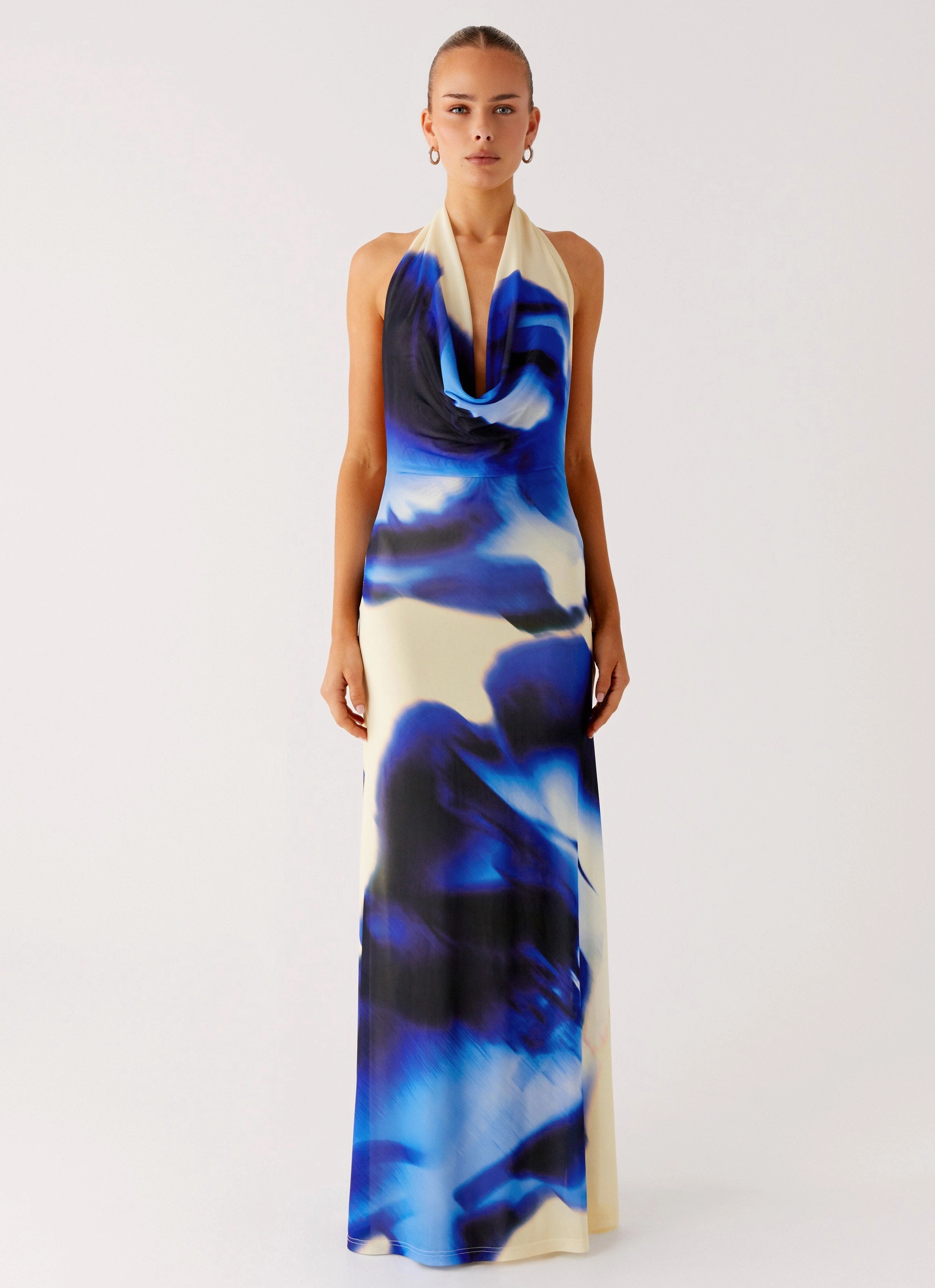 Only A Feeling Cowl Neck Maxi Dress - Heirloom Floral Scandi Clean